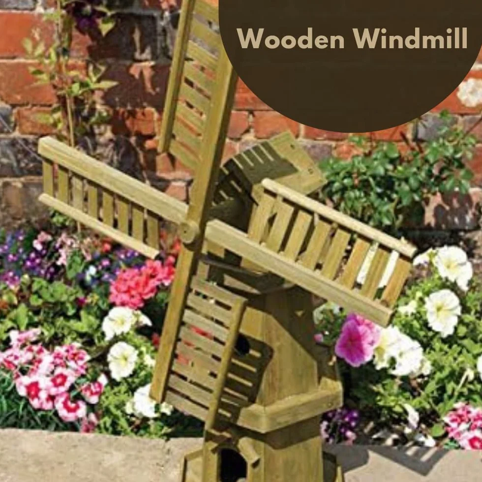 Garden Mile Grand moulin à vent rustique en bois traditionnel autonome 62,5 x 71,1 x 139,7 cm
