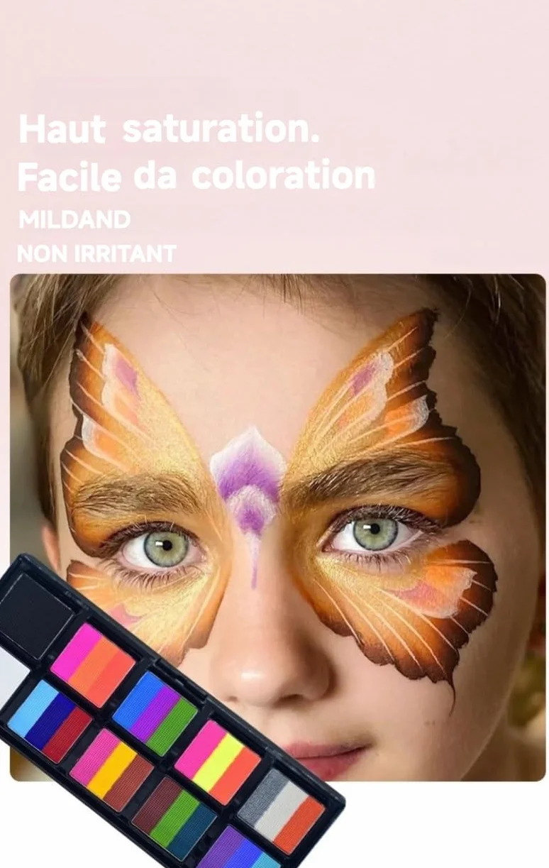 Kit de Maquillage arc-en-ciel pour Enfants et Adultes Halloween Fêtes Jeux de Rôle