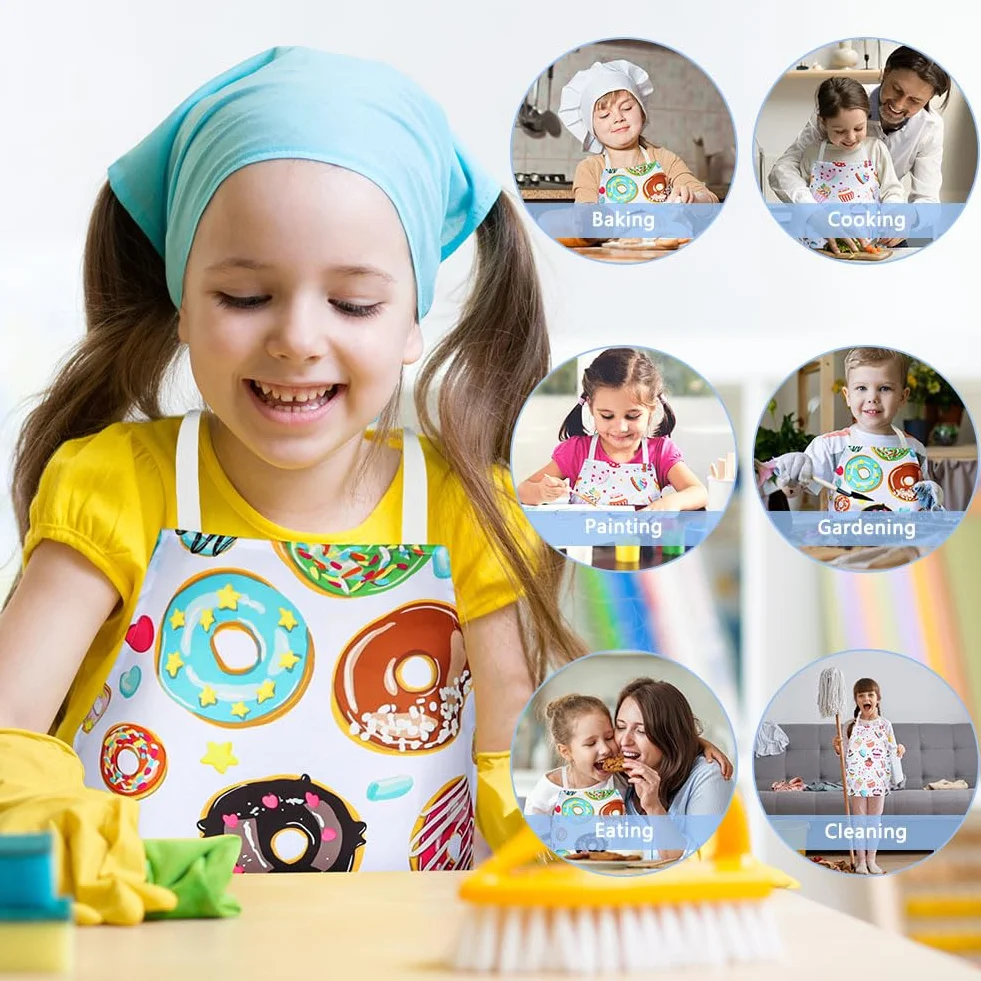 Tablier Enfant Imperméable 2 PCS Anti-sale Cuisine École Filles Garçons Cuisiner Poterie Peinture