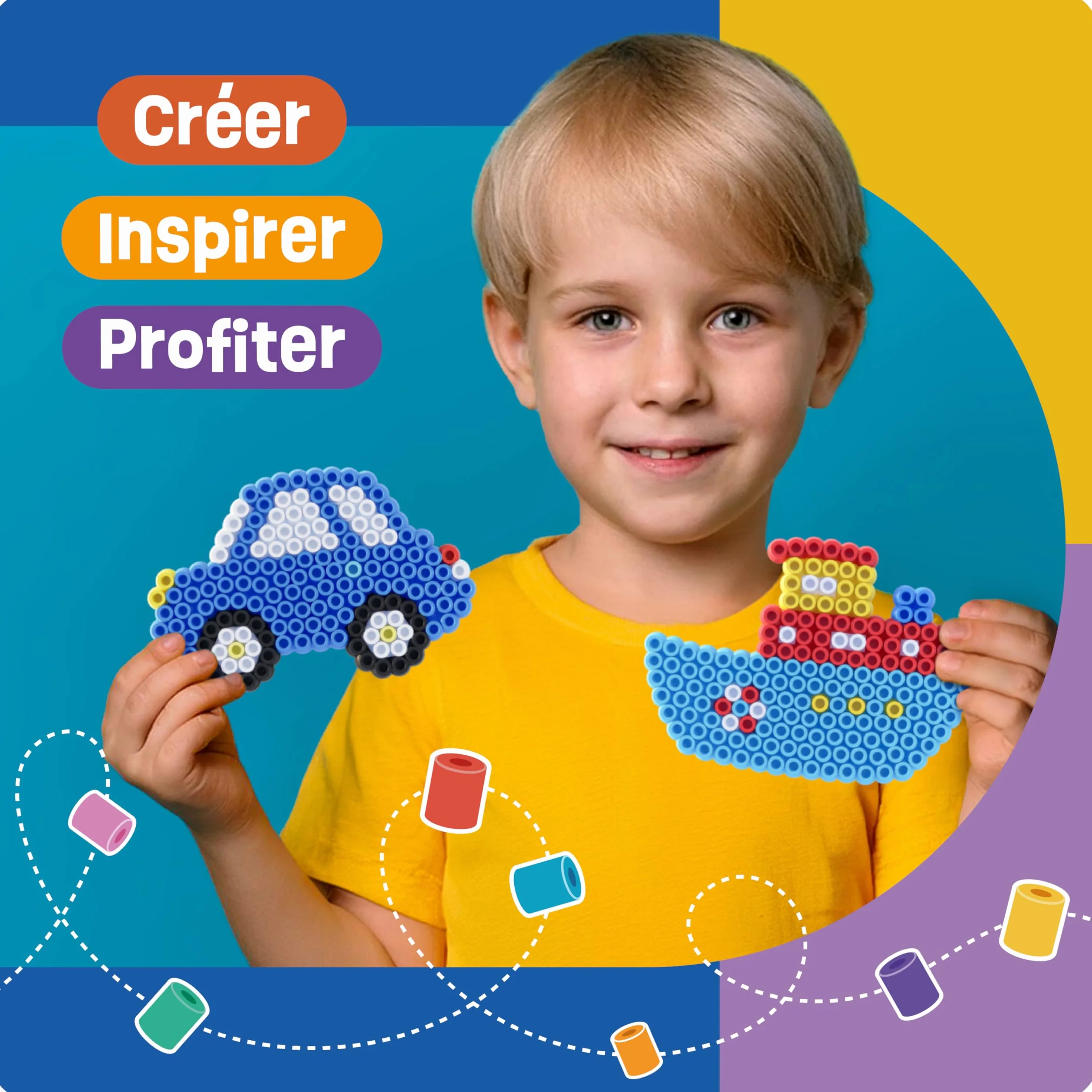 Smowo Perles à repasser 10 mm - 4 plaques et modèles - Voiture bateau train avion - Grandes plaques stylo Maxi pour enfants dès 3 ans