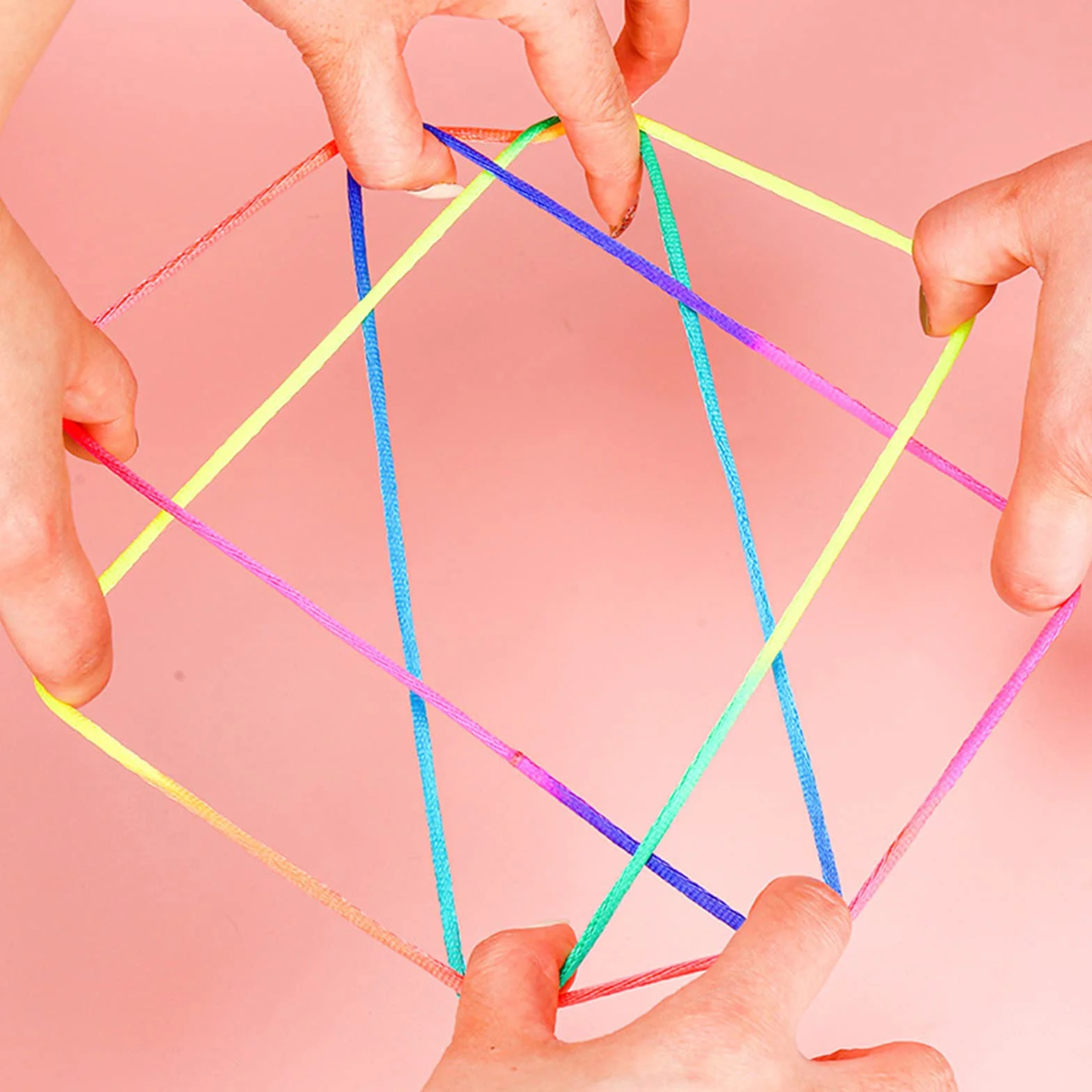LABUYI Finger Twist String Game 160 cm Rainbow Rope Cats Cradle