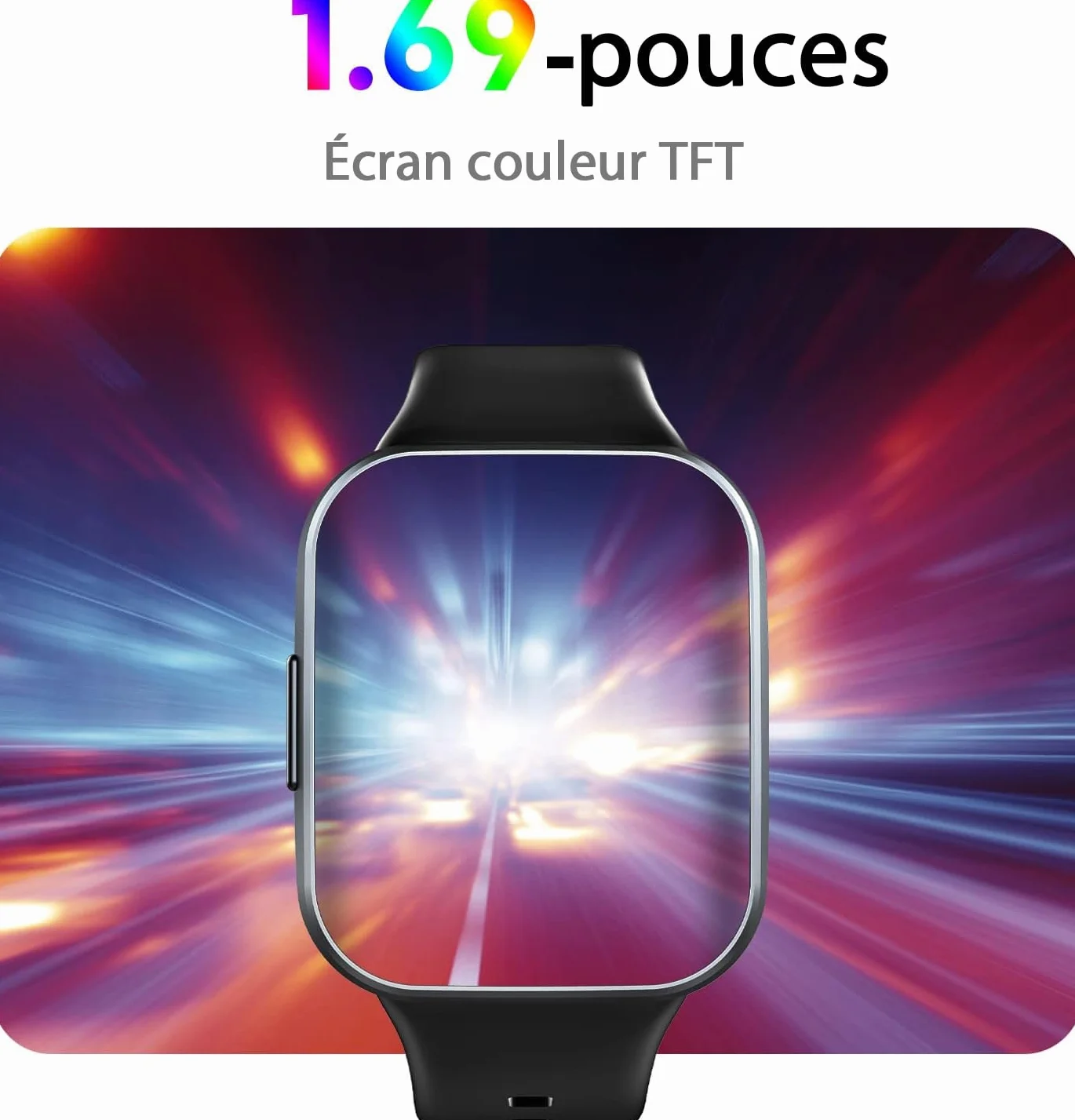 Smart Watch 1,91" HD Montre Connectée IP68 Moniteur Cardiaque 100+ Sports Podomètre Android iOS