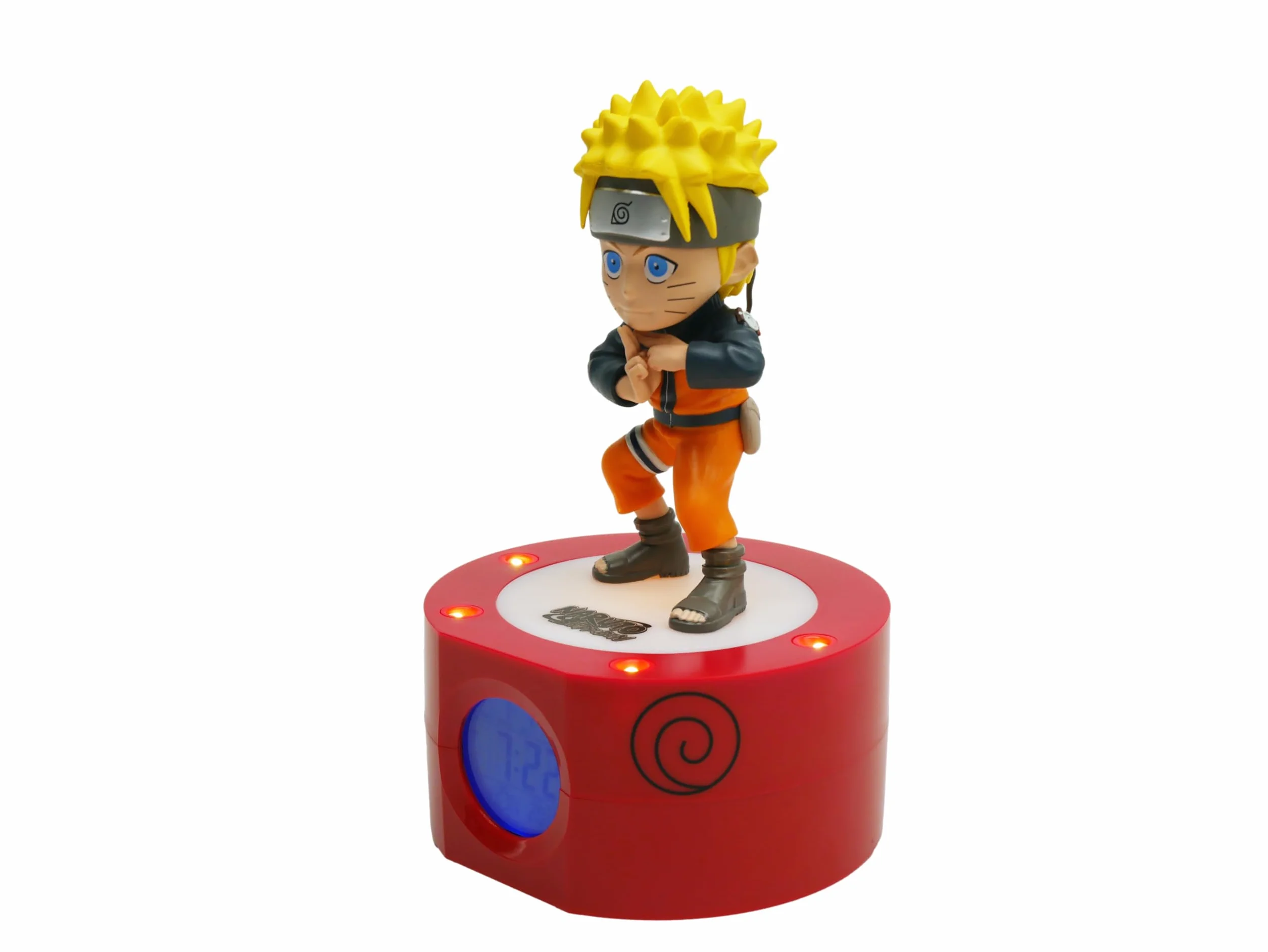 Réveil Lumineux Naruto Shippuden 18 cm - Noire Orange Jaune - Fonctionne 3 x AAA/Secteur - Câble USB Inclus - Bleu - Dès 6 Ans
