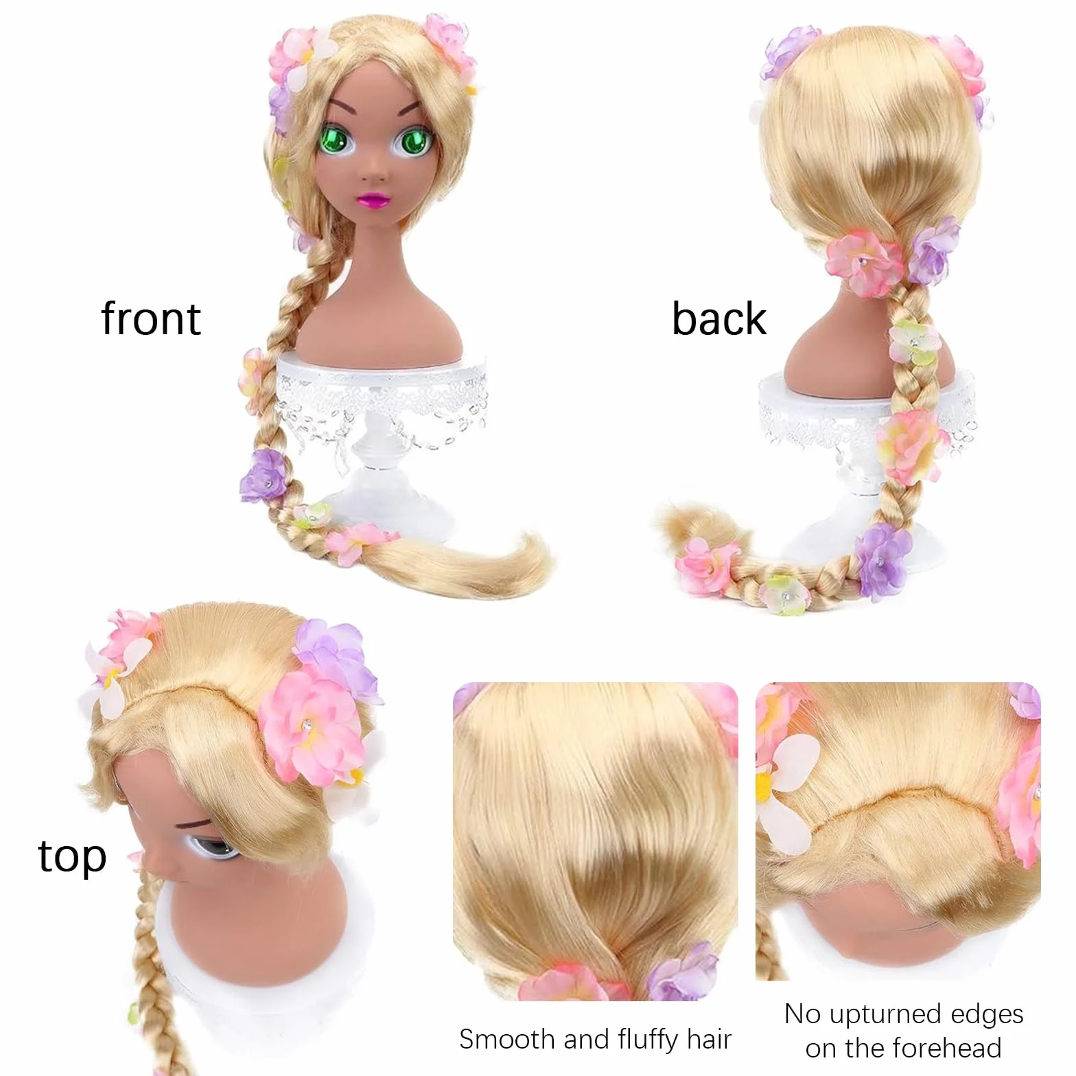 Perruque Princesse Cosplay Raiponce Longues Tresses Blondes Accessoire Cheveux Filles Enfants Carnaval