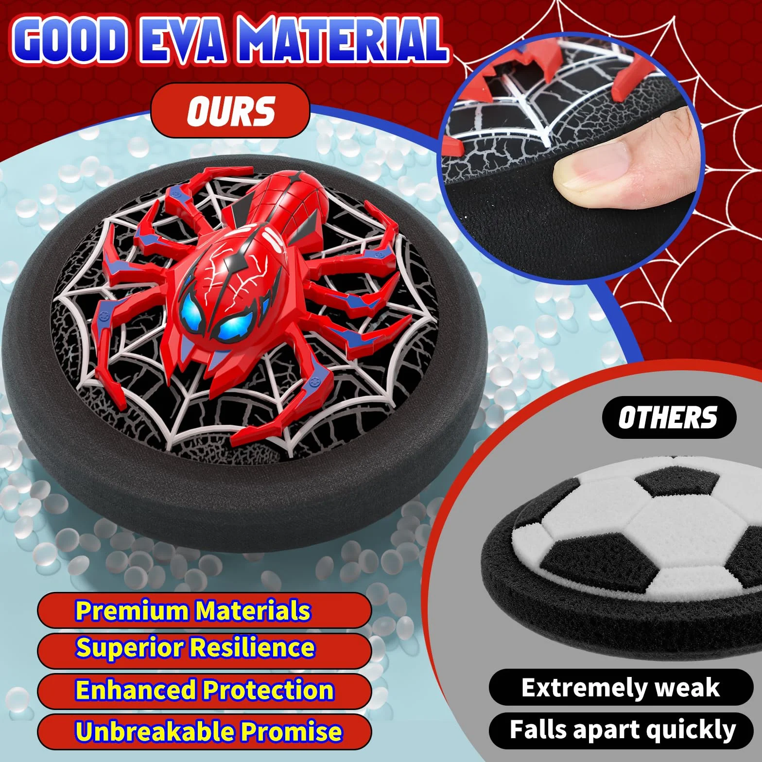 Spider Ballon de Football Flottant LED Rechargeable avec Propulsion Aérienne pour Enfants 3-8 Ans