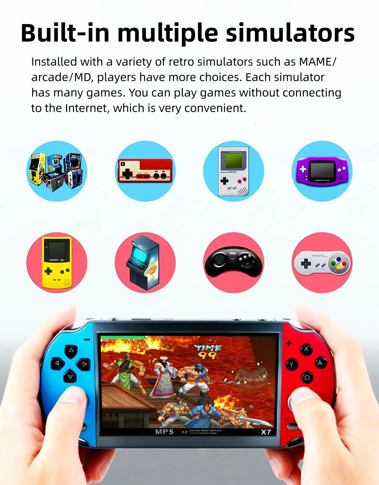 Console de Jeu Rétro Portable 3000 Jeux Intégrés Simulateurs Vidéo Musique Cadeau Enfants