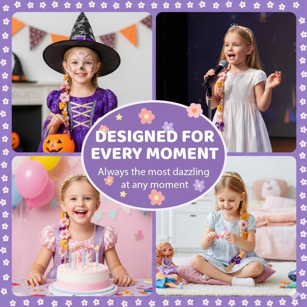 Perruque Princesse Enfant Raiponce Déguisement Cosplay Accessoire Cheveux Filles Carnaval Halloween