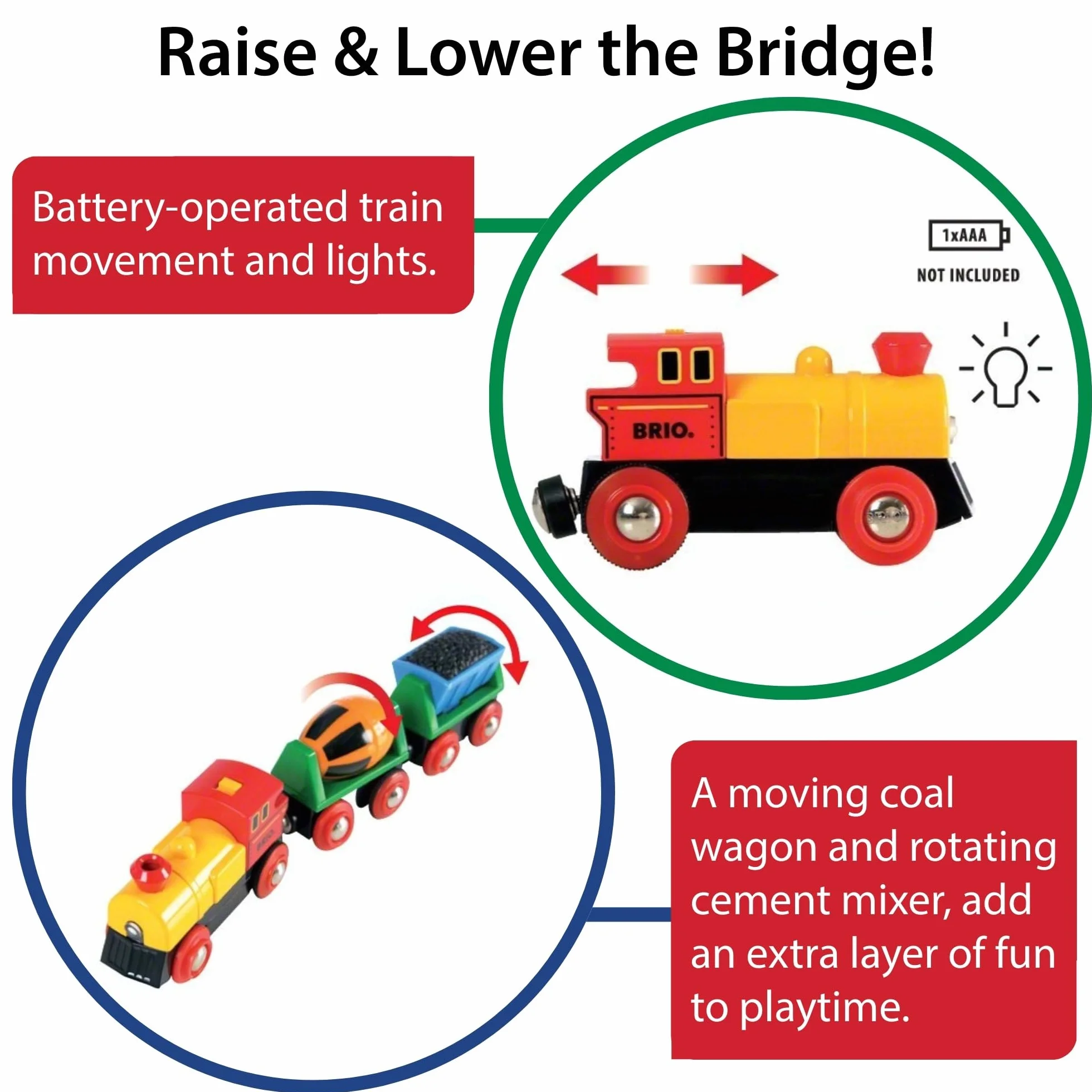 BRIO World 33319 Train de Marchandises avec Lumière électrique Circuit en Bois Jouet 3 Ans