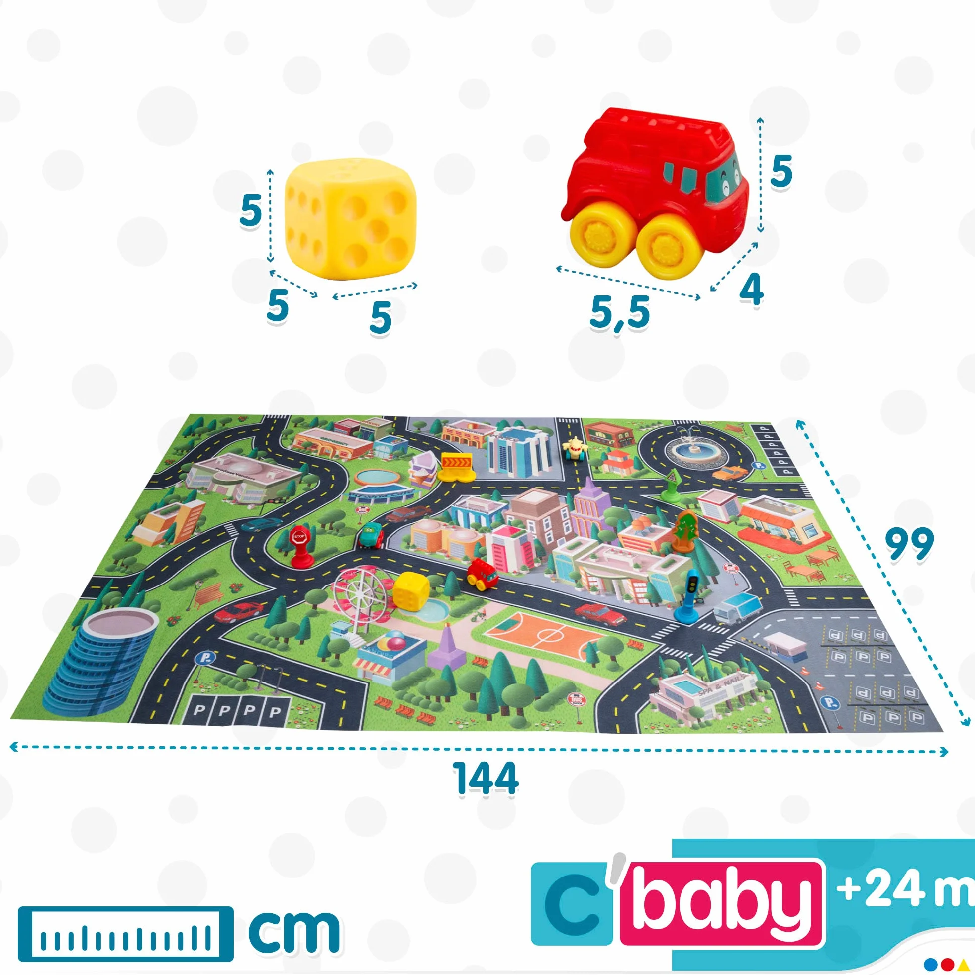 ColorBaby Tapis de circuit de voitures pour enfants avec accessoires souples