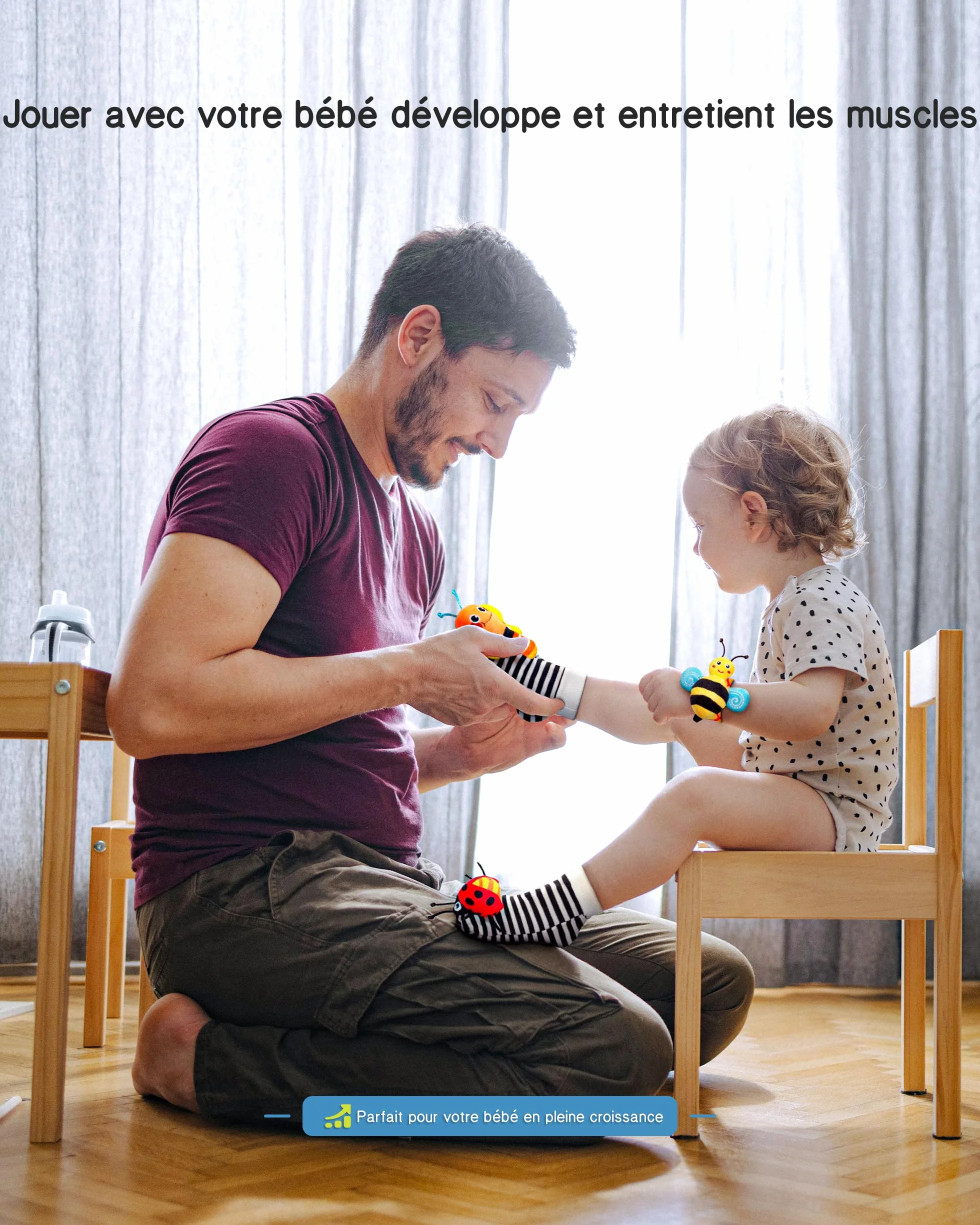 Infinno Jouet Bebe 3 6 9 Mois Ensemble Poignet Chaussettes Hochet Sonore Developpement Sensoriel Cadeau Naissance