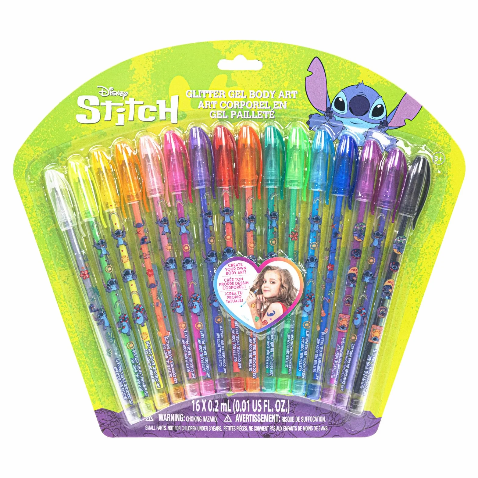 Stitch Set Art Corporel Paillettes 16 pcs Filles 3+