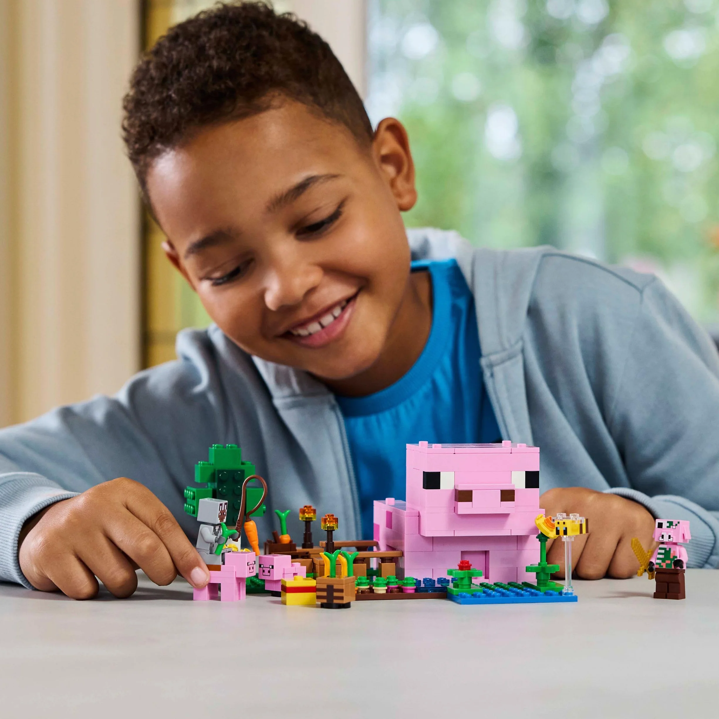 LEGO Minecraft La Maison de Porcelet 21268 Jouet de Construction Figurine Héros Mobs Ferme Biome Forêt Cadeau 7 Ans