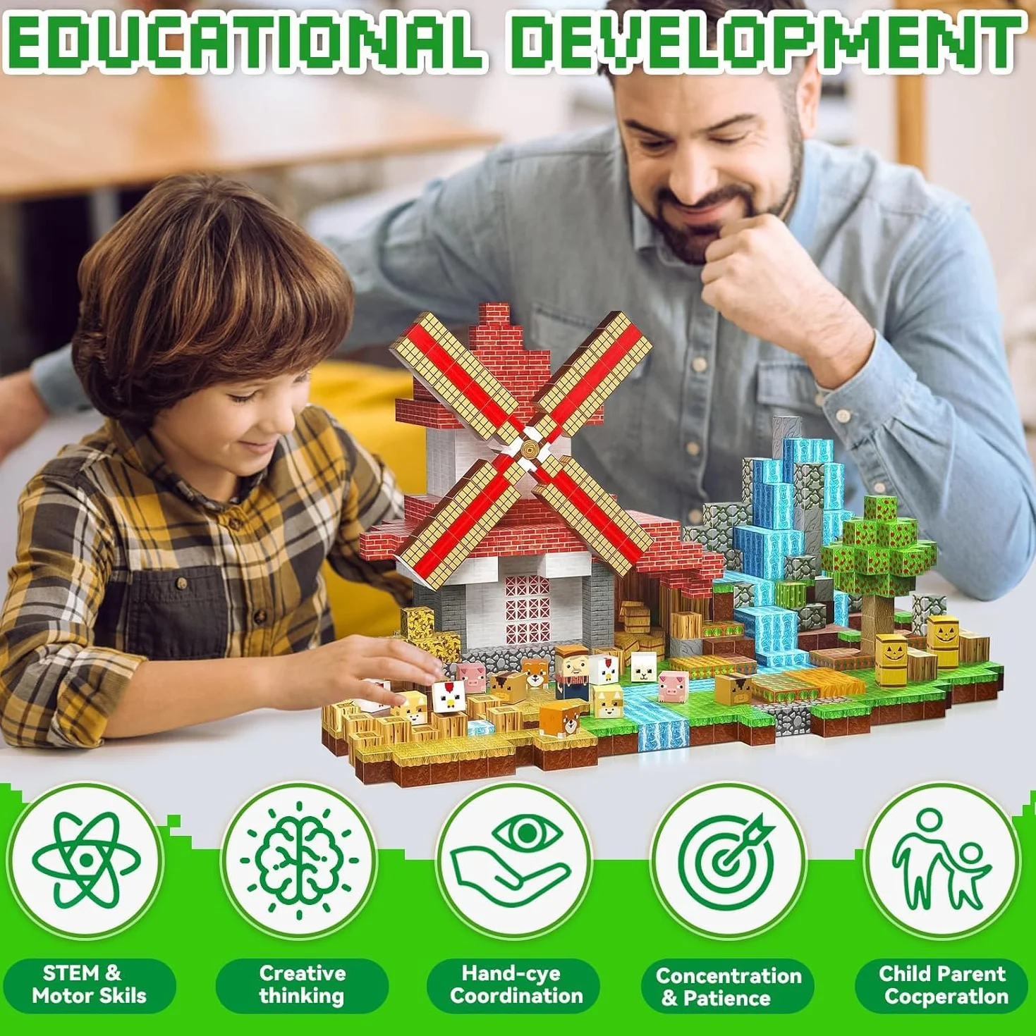 Blocs de Construction Magnétiques 150Pcs Set Éducatifs Jouets pour Enfants 3+