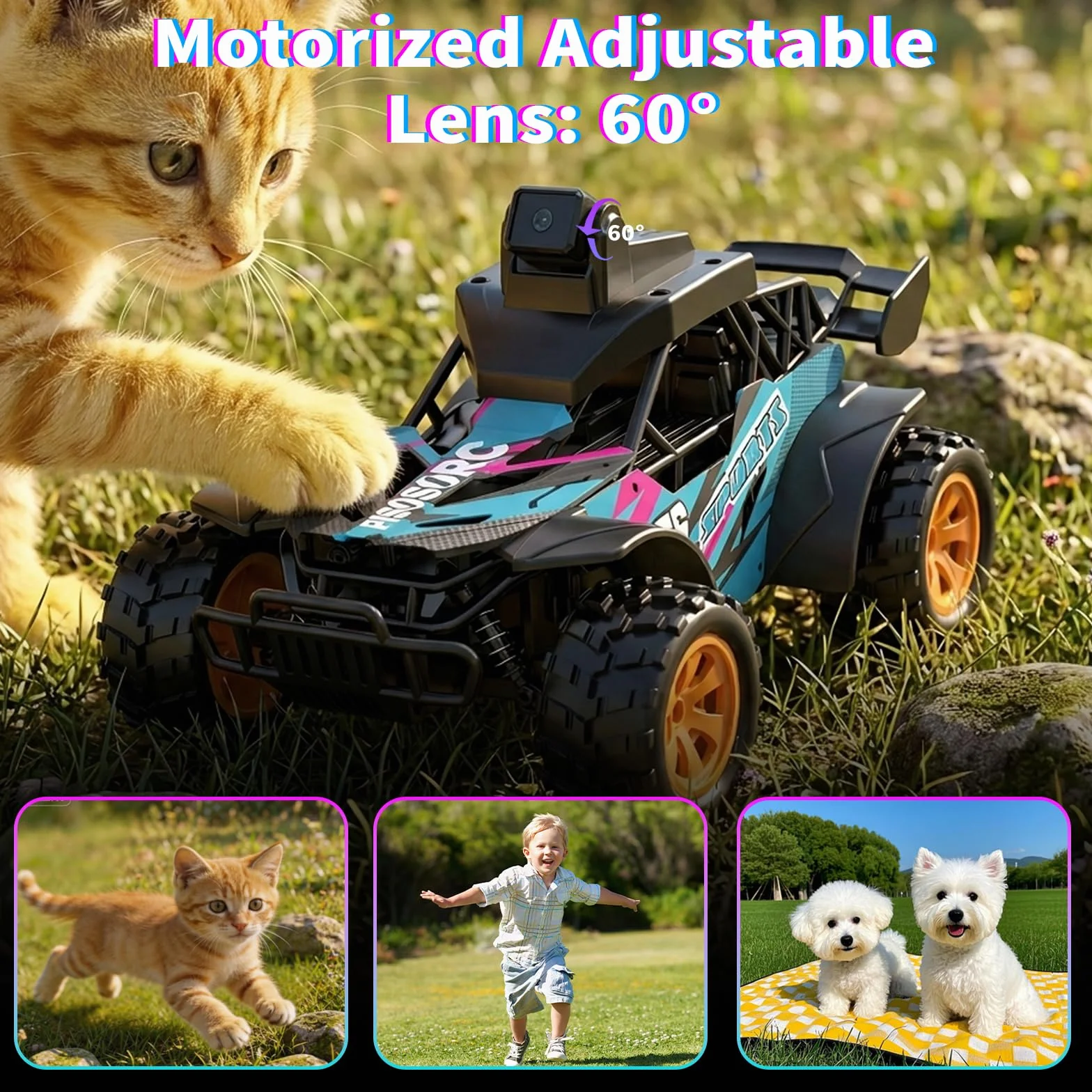 Voiture Télécommandée Avec Caméra, 2.4GHz Écran LCD 2.8" et Caméra Orientable à 60°, Vidéo en Direct, Double Commande APP/Radio, Rechargeable Voiture Télécommandée Cadeau pour Enfants et Adultes