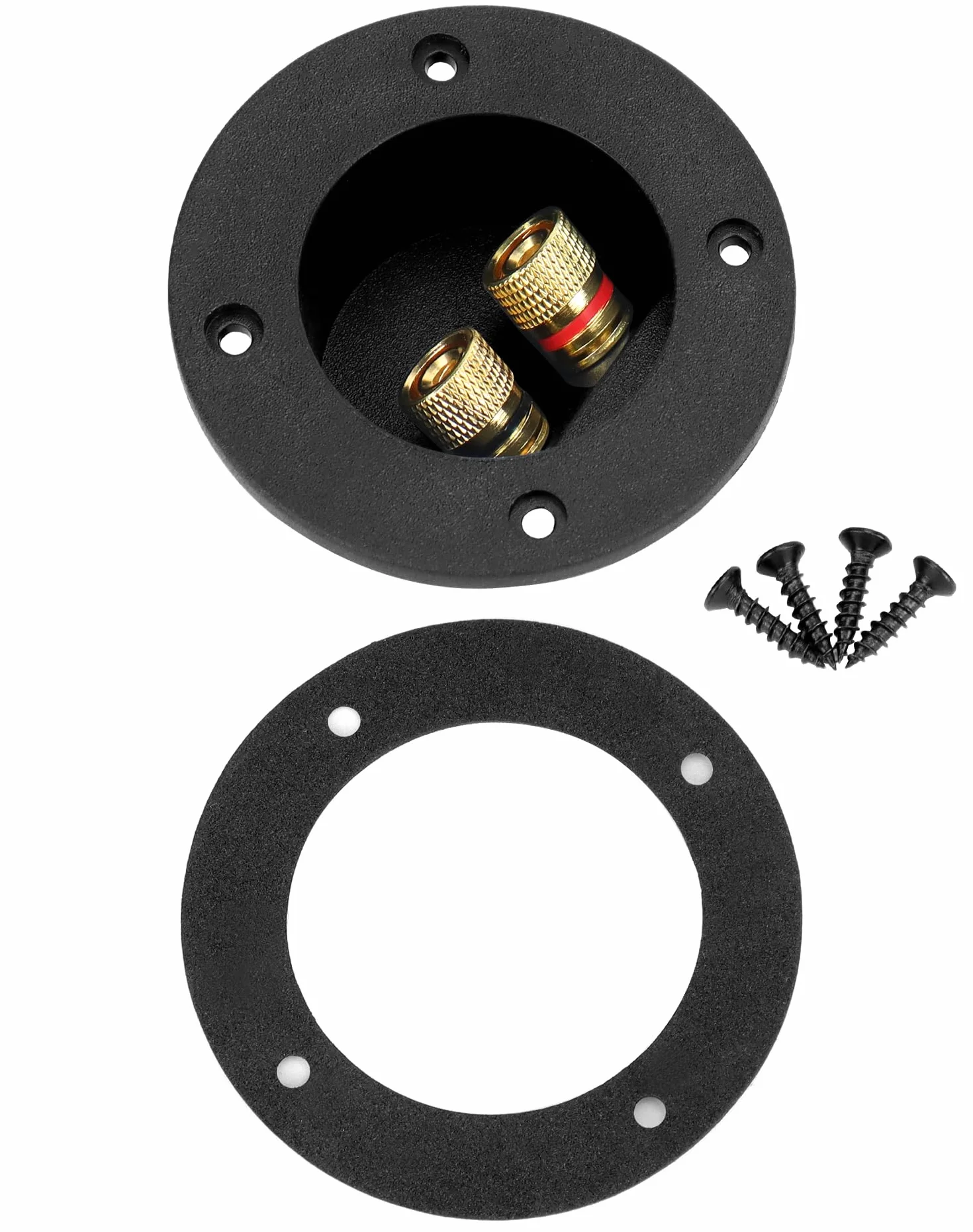 QWORK 2 Pièces Borne de Connexion de Boîte de Haut-parleur 2 Voies, Coupelle à Ressort Ronde