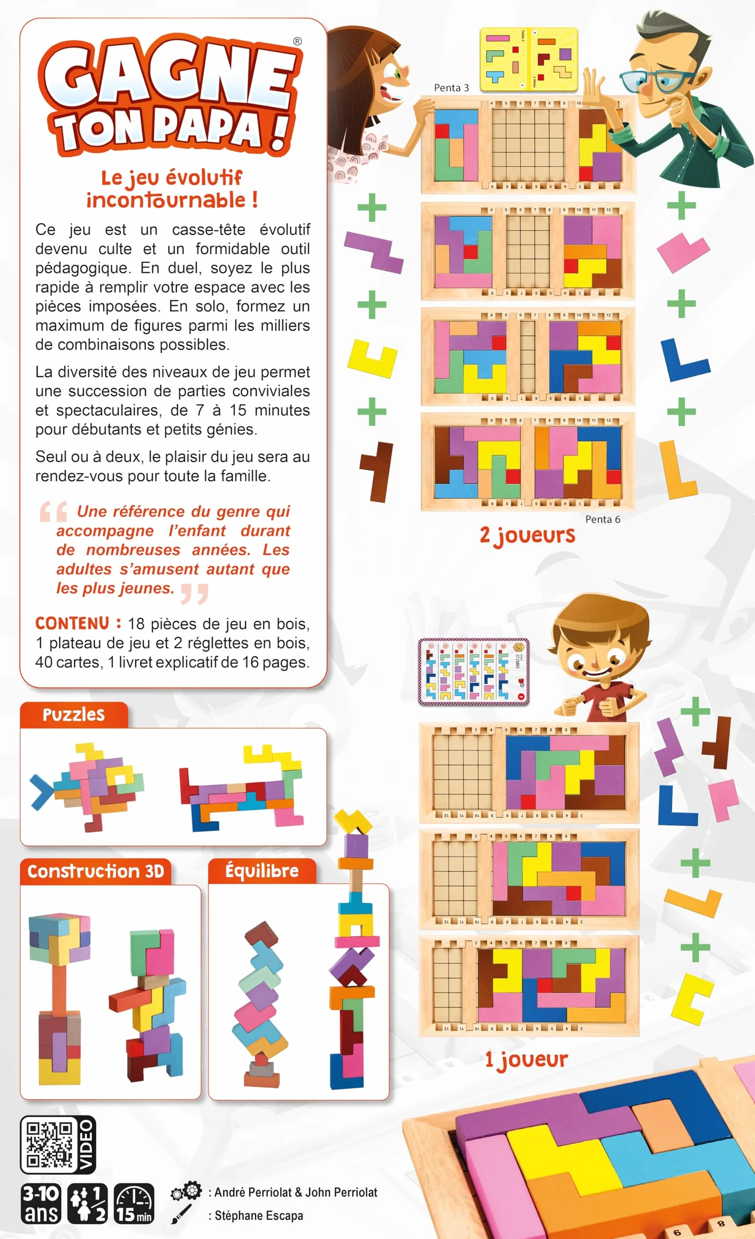 GIGAMIC Gagne Ton Papa Jeu de société Casse-tête évolutif Bois dès 3 Ans Jeu de réflexion logique et géométrie pour Enfant
