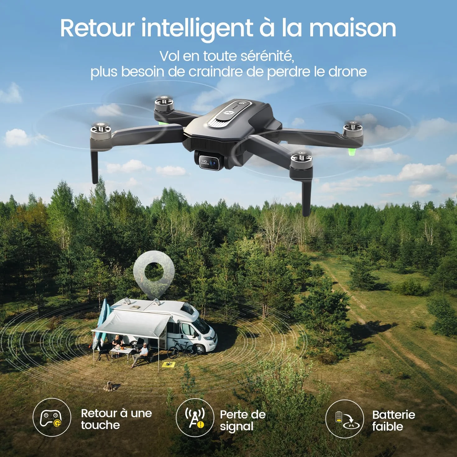 Holy Stone Drone GPS avec caméra 4K pour débutants, HS460 drone pliable avec 26 min d’autonomie, moteur sans balais, Follow Me, retour automatique, transmission FPV 5G, moins de 249 g