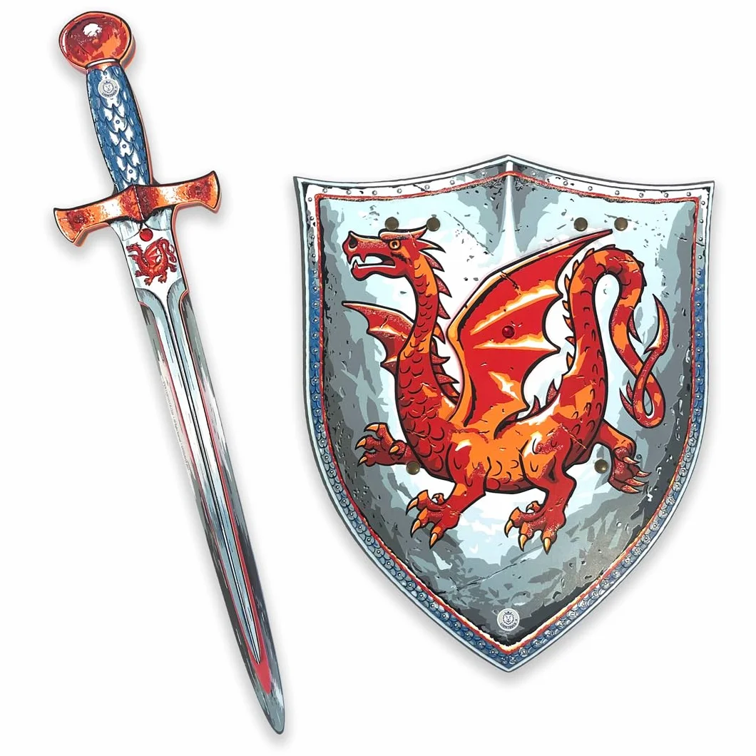 Liontouch Épée et Bouclier Dragon Ambré Ensemble Chevalier Médiéval Enfants 3-8 Ans Armes Sûres Déguisement