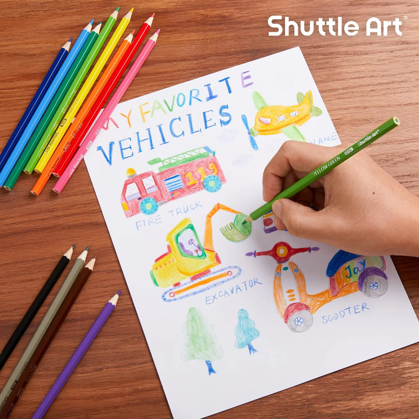 Shuttle Art 144 Crayon de Couleurs, Pack de 12, Pré-taillé, Fournitures Scolaires