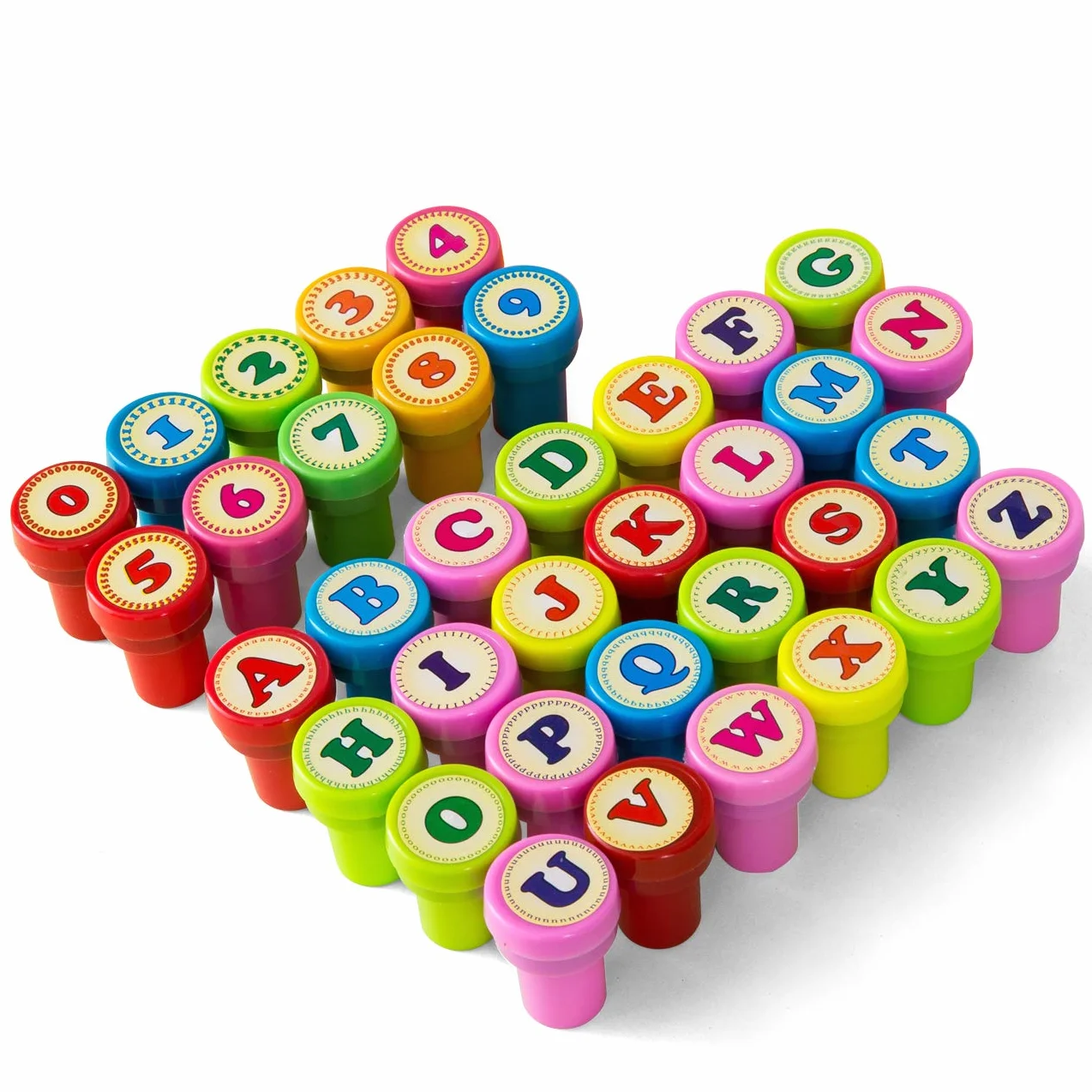 Tampons à Encre Auto-Encrage 26 Alphabets + 10 Chiffres pour Enfants
