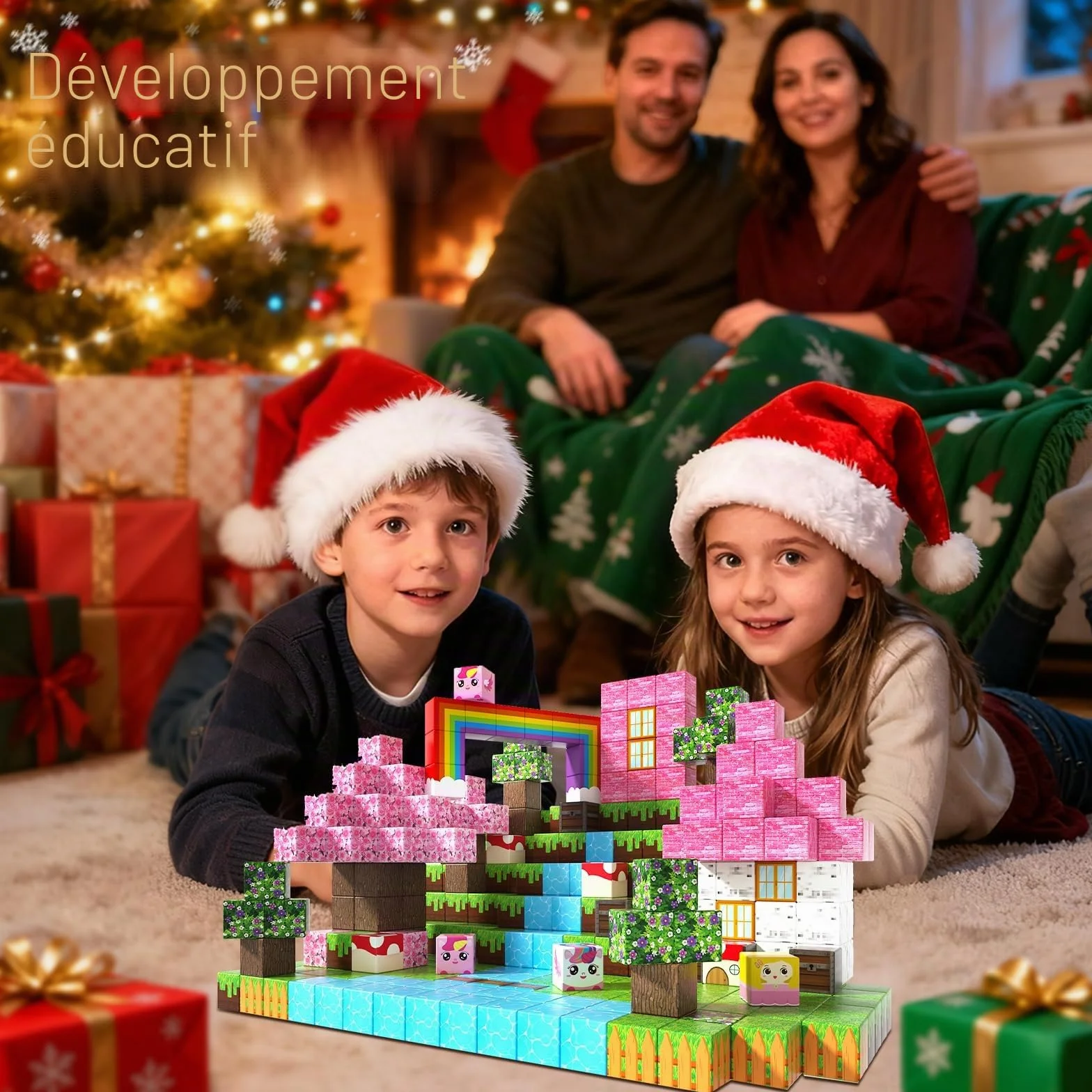 Blocs Magnétiques 100 Pièces Cadeaux Licorne pour Filles 4-9 Ans Jeux Magnétiques Jouets