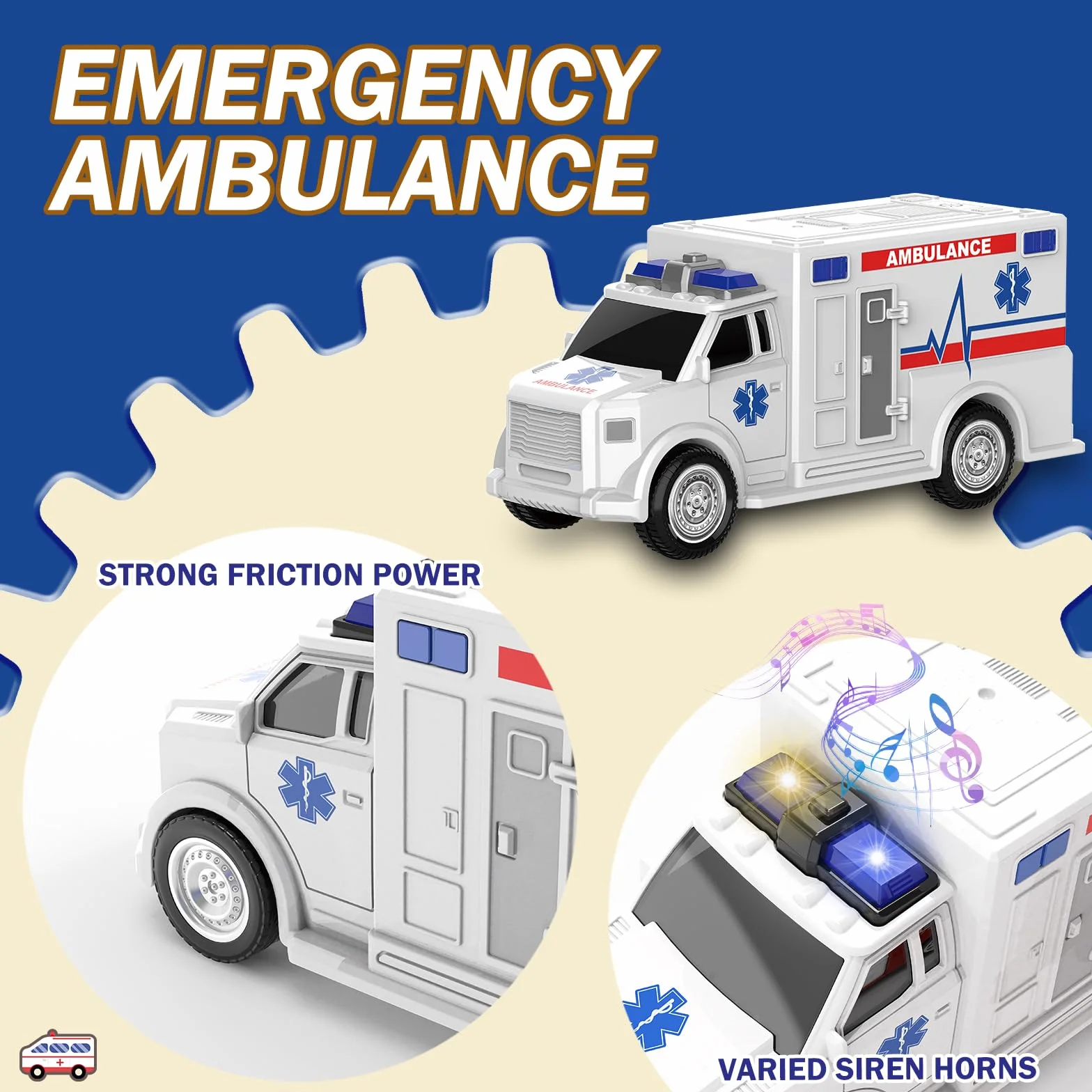 Jouets de véhicules d'urgence EPPO 4 Paquets pour Enfants, hélicoptère, Voiture de Police, Camion de Pompier, Cadeau 3-12 Ans