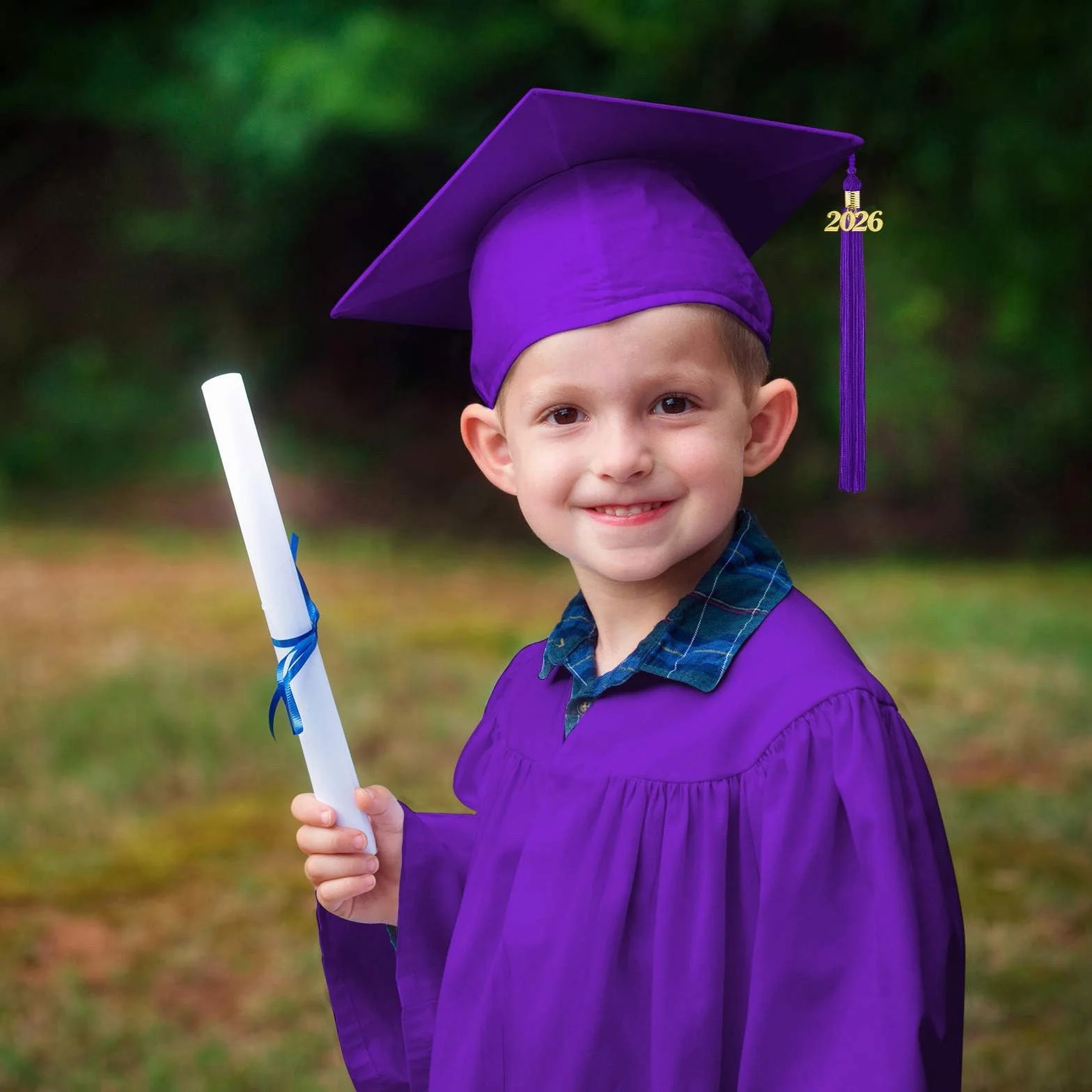 Robe de Remise de Diplôme Enfants 2-12 Ans Costume Maternelle Unisexe avec Toge et Chapeau de Graduation Pendentif 2026