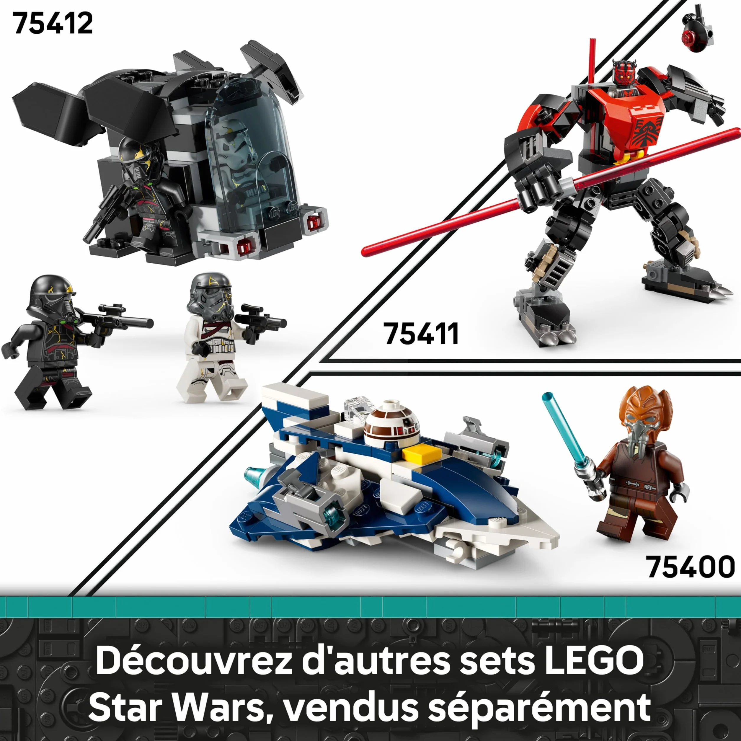 LEGO Star Wars 75412 Ahsoka Pack de Combat Death Troopers Contre Night Troopers Jeu de Construction avec Transporteur 4 Minifigurines Cadeau Collector pour Garçon dès 6 Ans