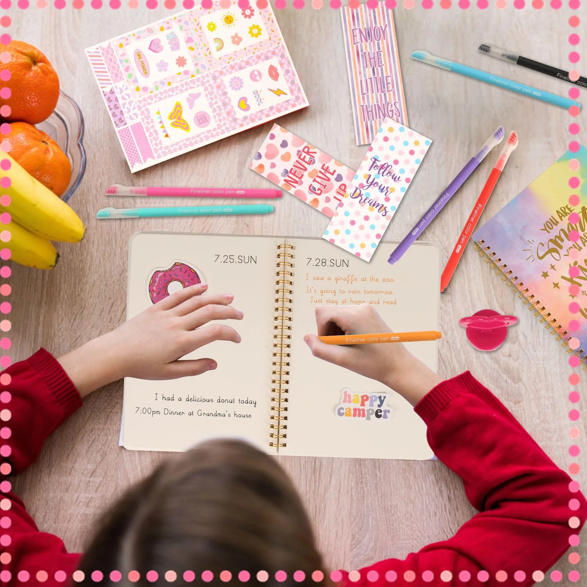 Kit de journal à faire soi-même avec couverture rigide – Cadeau de Pâques pour filles 8-12 ans – Scrapbook, agenda et papeterie