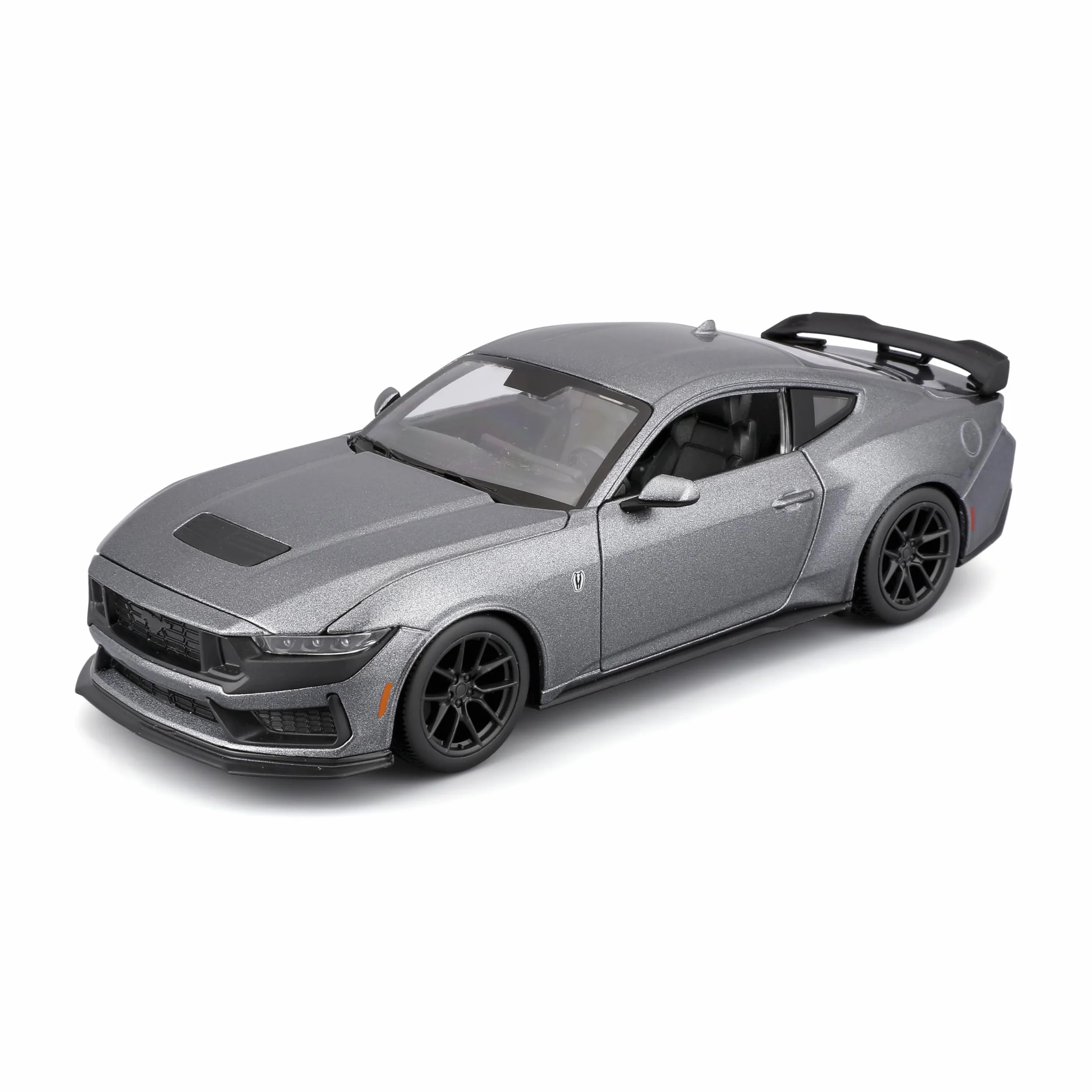 Maisto Ford Mustang Dark Horse 2024 1:24 Diecast Voiture Gris métallisé Portes Capot ouvrants Licence Officielle Ford