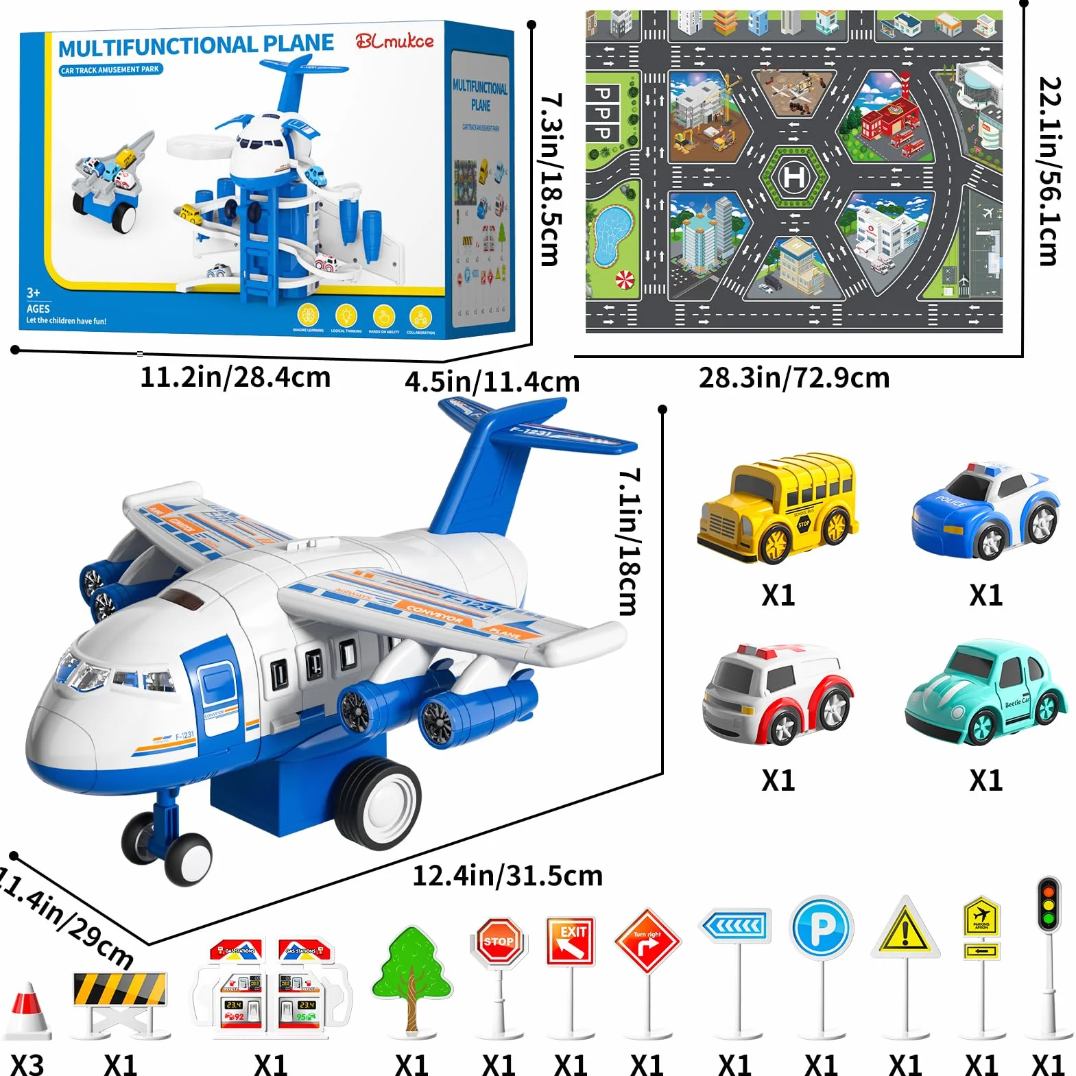 Jouet d'avion voiture de course pour enfants avec effet spray lumières musique roue friction