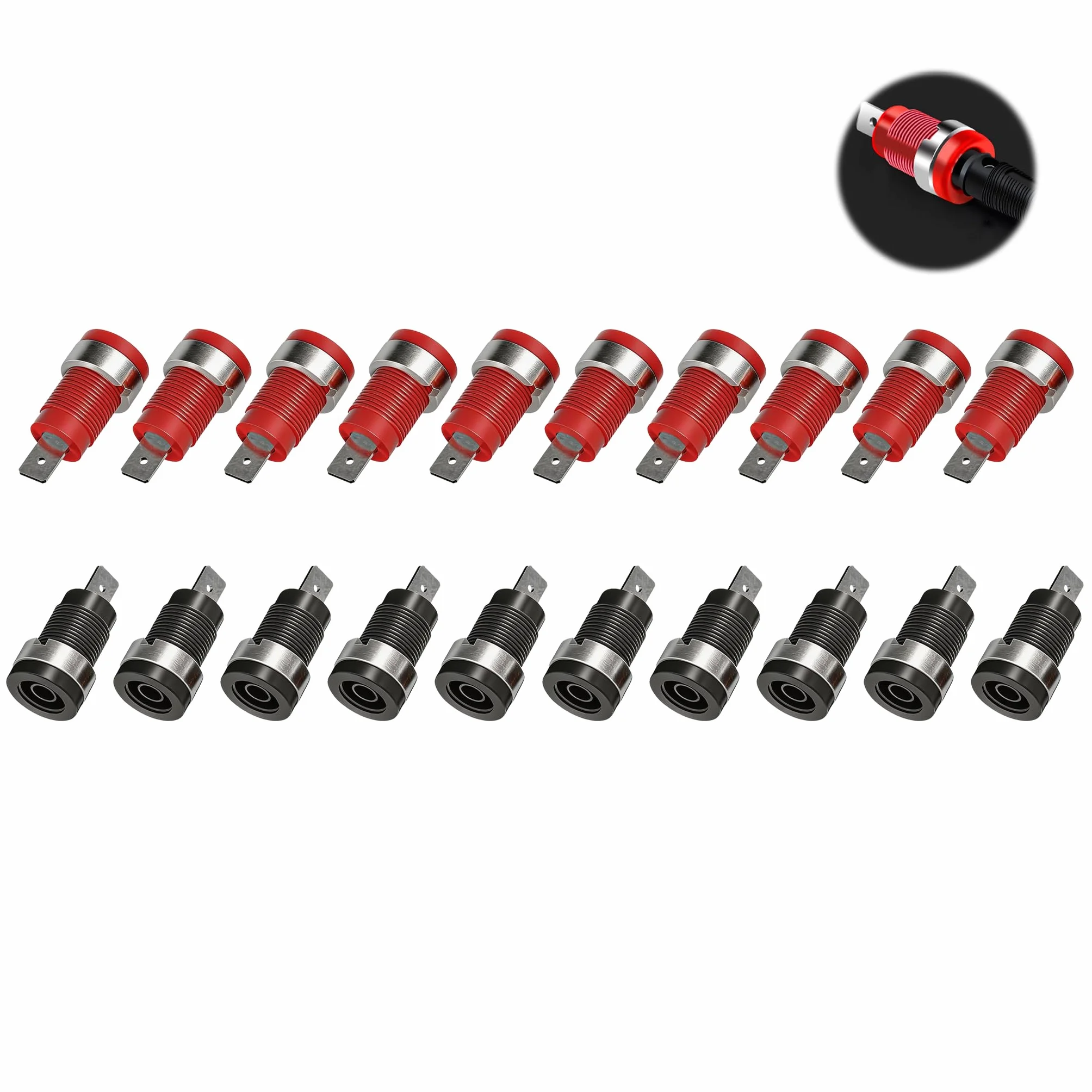 Connecteur Banane 4 mm 20PCS, Fiche Banane Hifi Enceinte Multiprise Installation Panneau