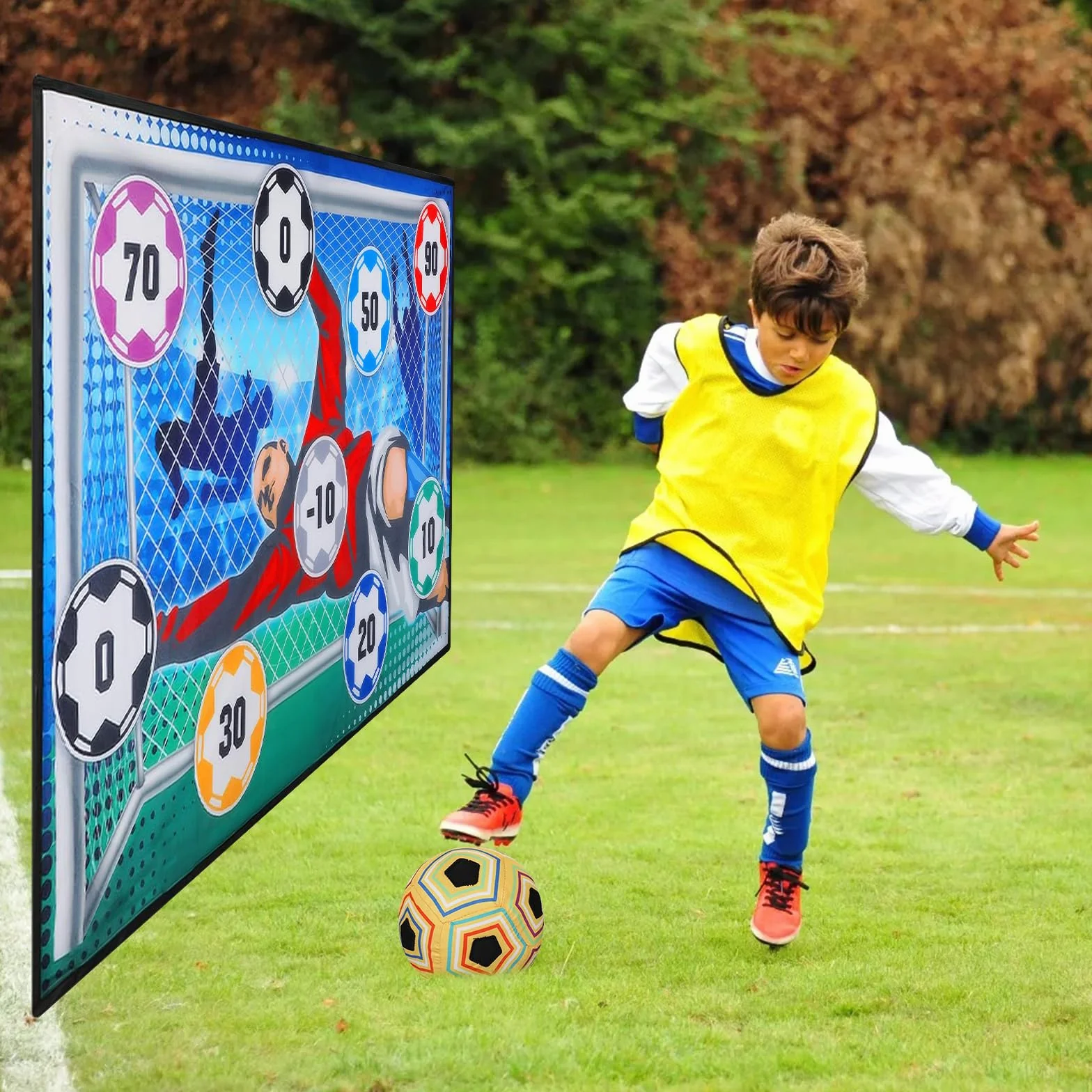 KOIROI Jeux de Football Enfant 3-8 Ans, But de Foot Exterieur, Ensemble de Ballon Football Enfants, Cadeau Fan de Foot