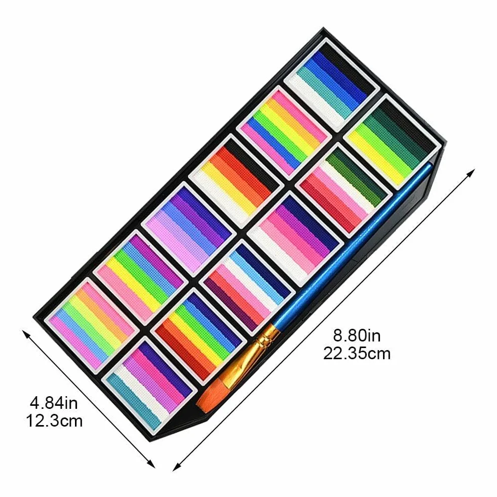 Palette de Peinture pour Visage Halloween, Peinture Corporelle Néon, Maquillage Arc-en-Ciel pour Enfants