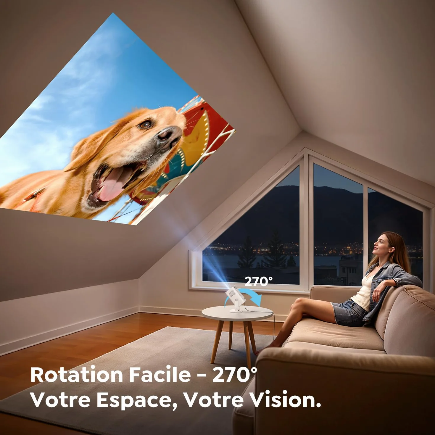 TOPTRO Mini Projecteur 4K Android 14 WiFi6 Bluetooth 5.4 1080P FHD Portable Home Cinéma