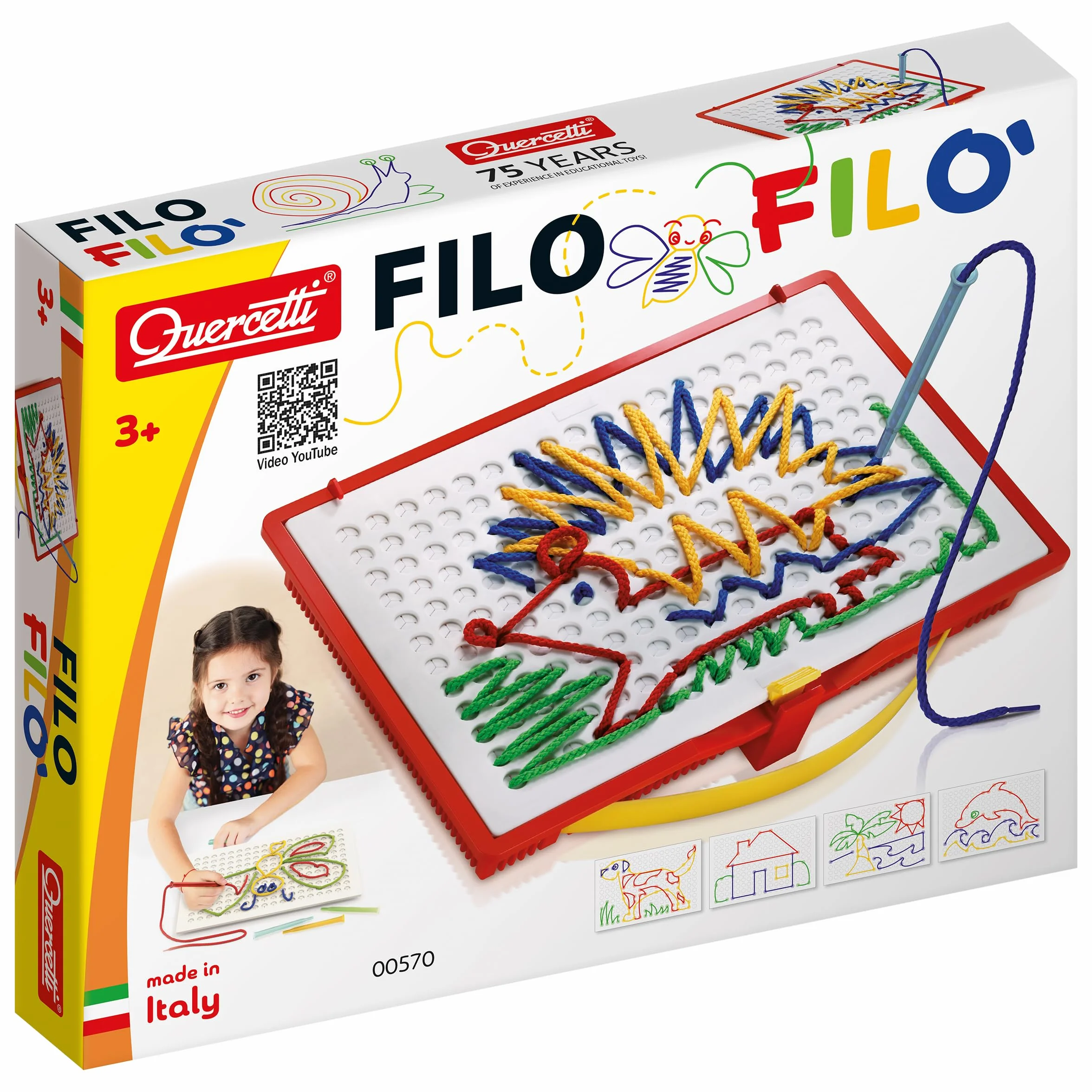 Quercetti Filò Jouet Éducatif Avec Lacets Colorés Activité Manuelle Enfant 3-10 Ans Jeux Montessori Made in Italy