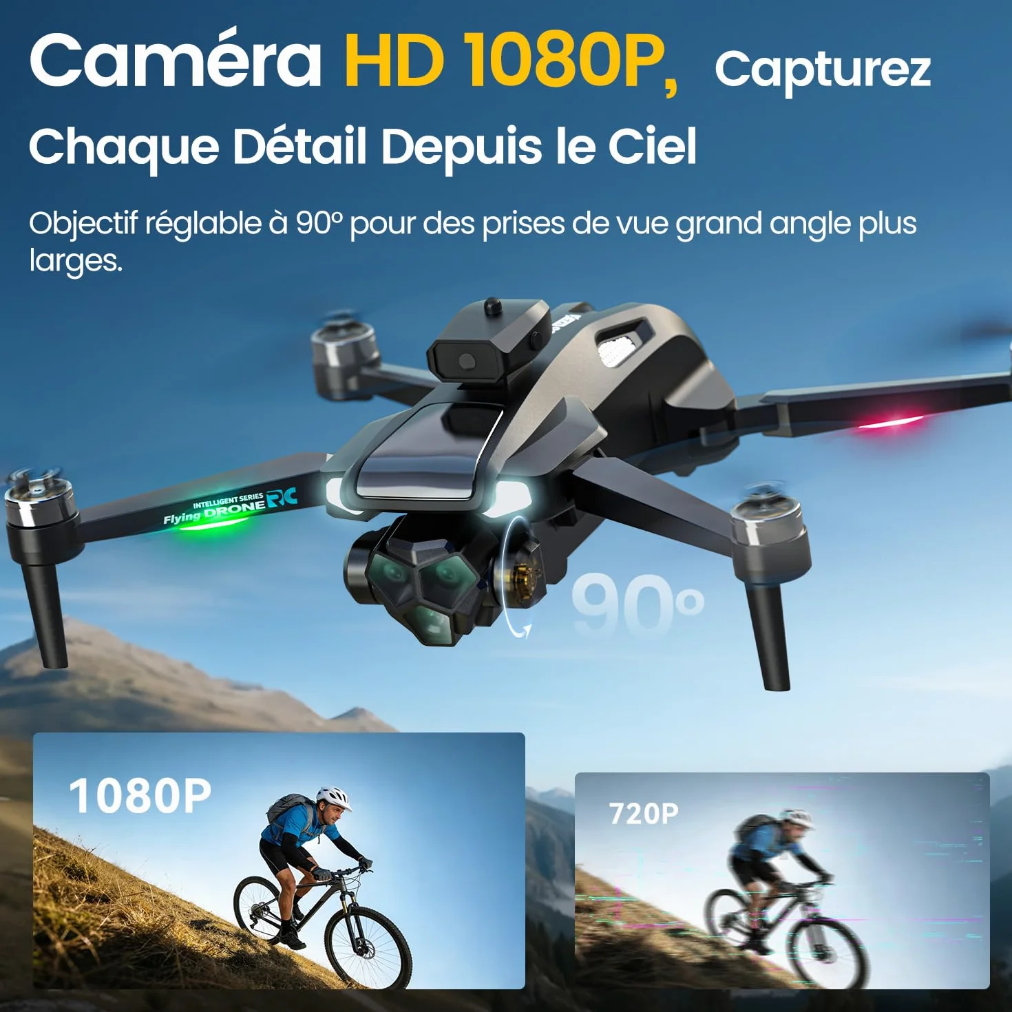 M66 Drone avec Radiocommande à Écran Pliable 4,3″, Caméra 1080p HD pour Débutants, Évitement d’Obstacles, Flux Optique, Moteur Brushless, 40 Min de Vol, Pilotage Facile