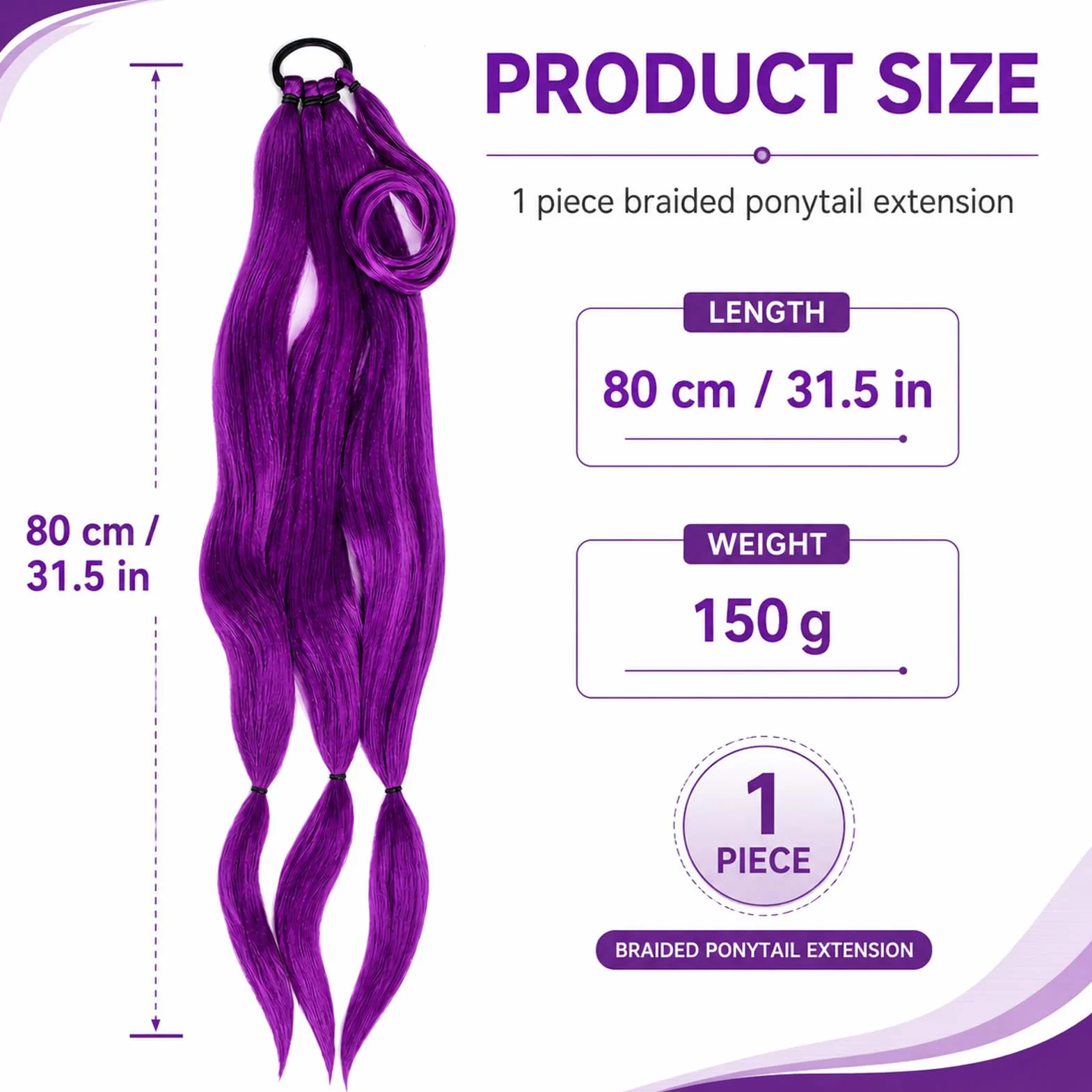 Perruque Violette Enfant Kpop Tressée 80 cm Cosplay Demon Hunter Halloween