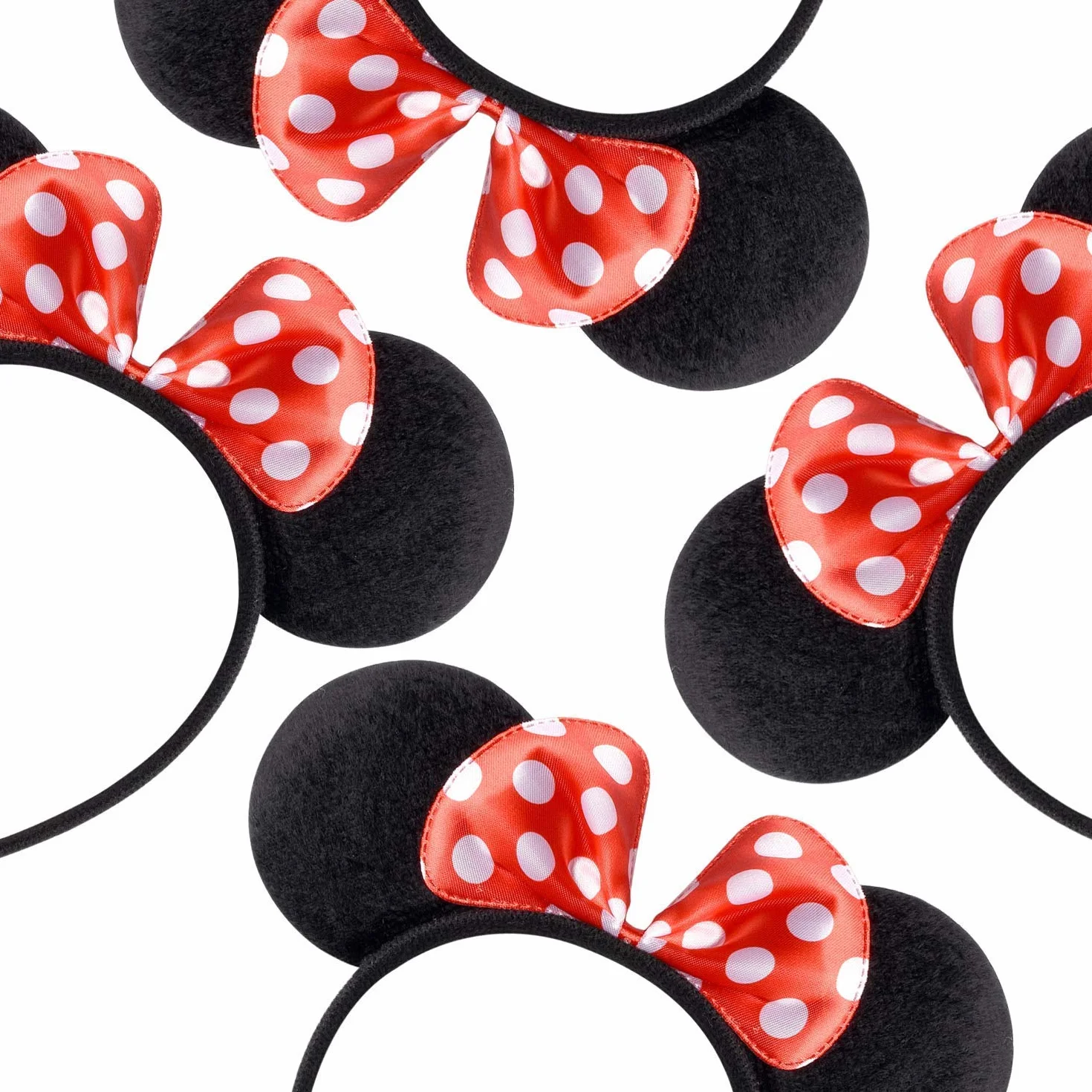 Costume de Souris Deluxe Tissu Oreilles Bandeau Anniversaire Cheveux Accessoires Baby Shower Noir Rouge