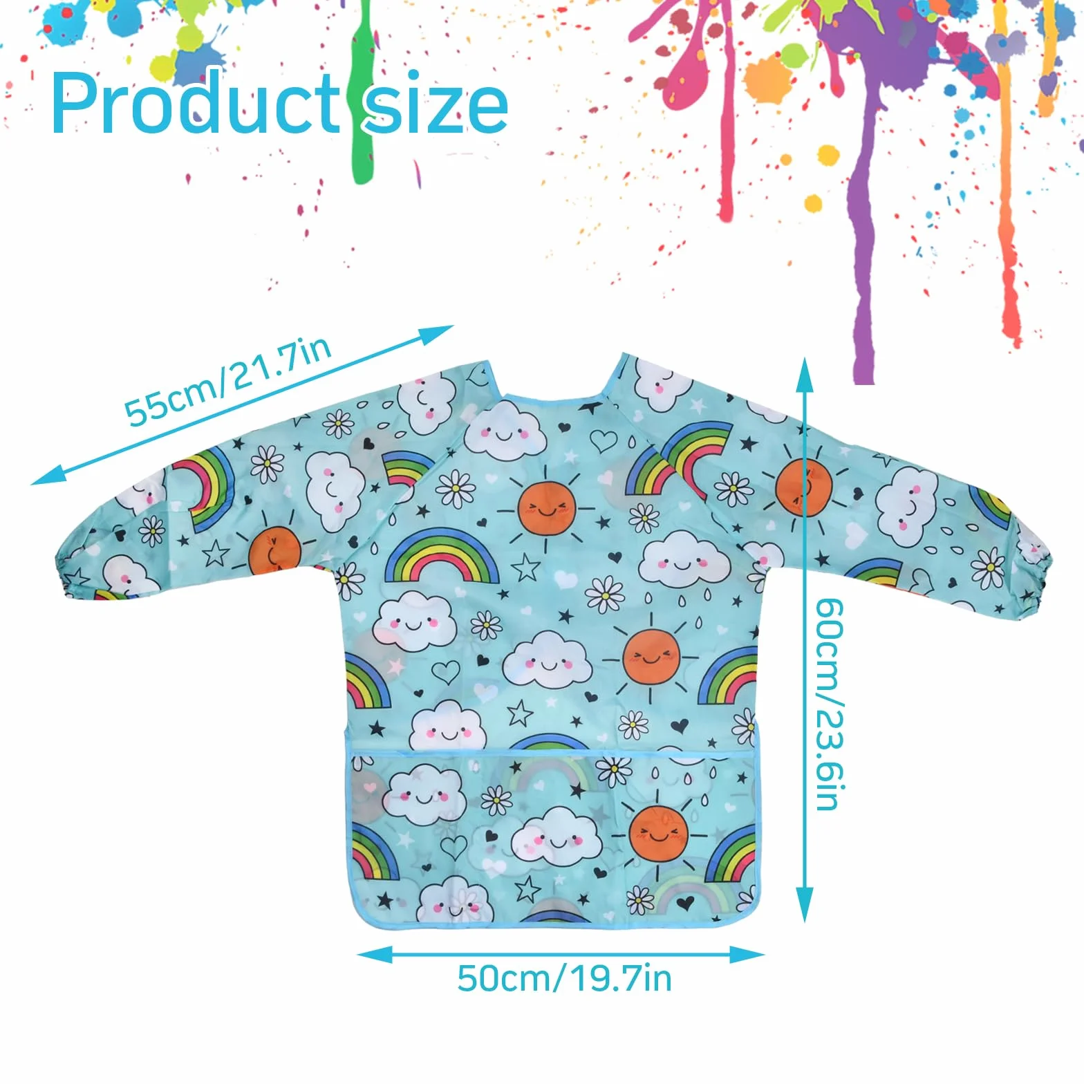 Tablier d'art pour Enfants 3-8 Ans - 2Pcs Blouse Peinture en Nylon Imperméable avec Manches et Poches