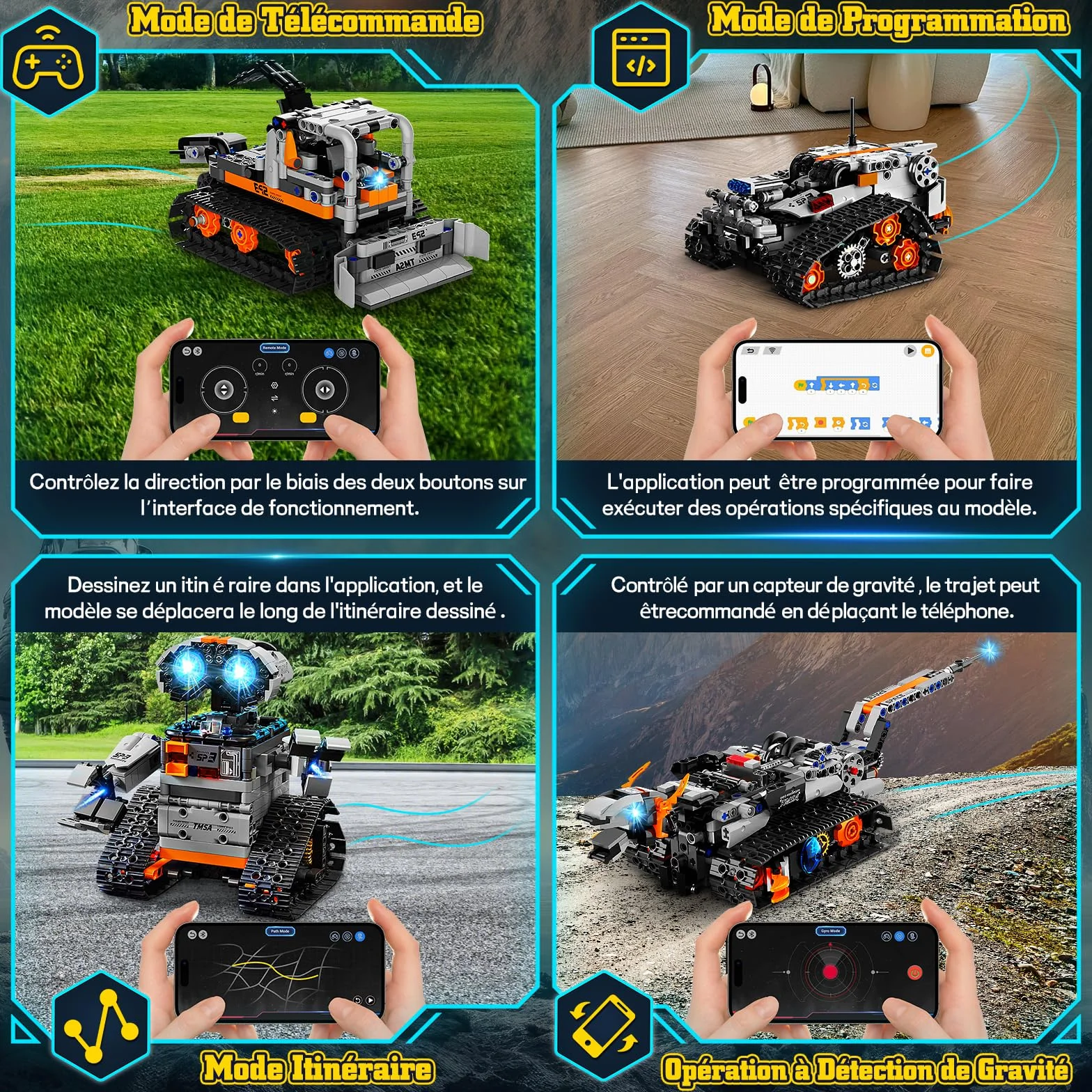 YOOHBERRYS Technic Robot Programmable 5-en-1 pour Enfants, Robotique avec Application et Télécommande, Cadeau Garçons 6-12 Ans (Gris)