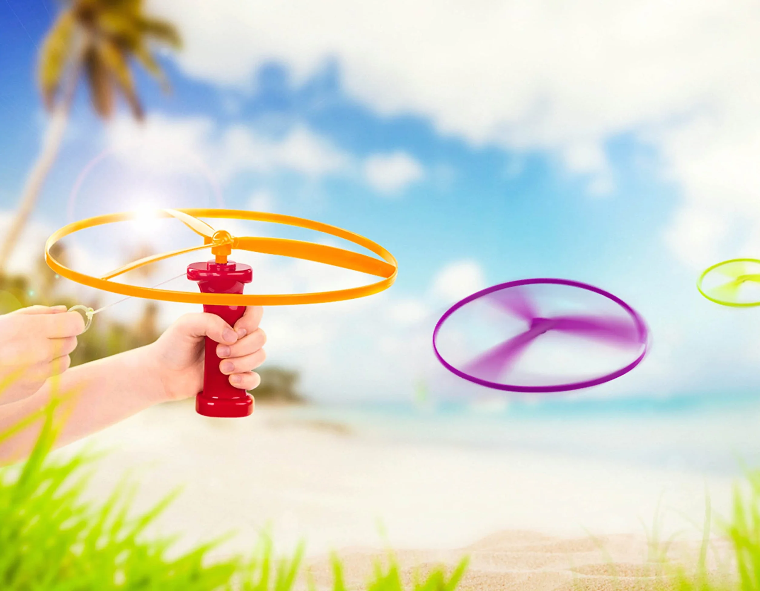 Battat Skyrocopter Jouet Disque Volant 2 lanceurs 4 disques Jeu d'extérieur été 3 Ans+