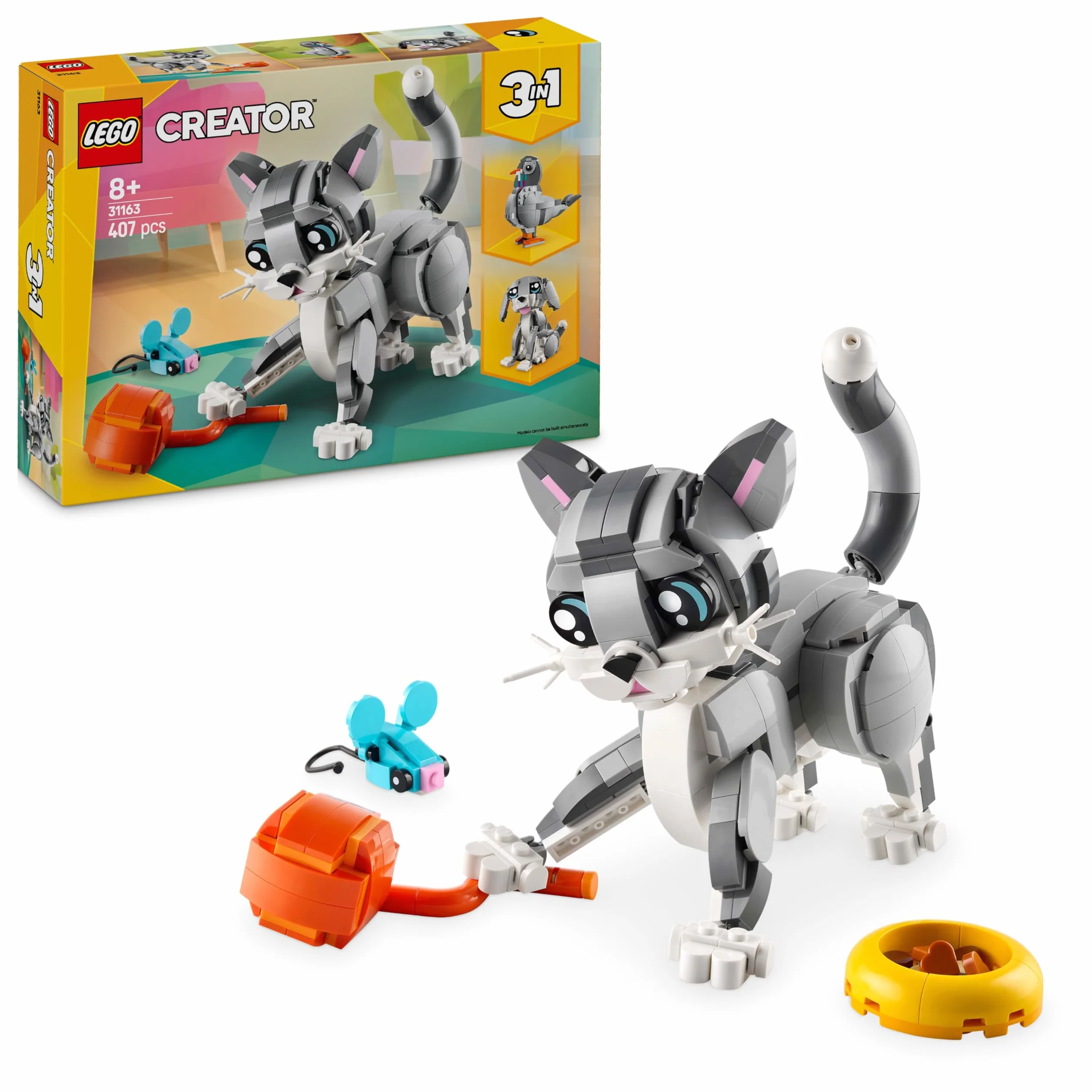 LEGO Creator 3-en-1 Le Chat Joueur 31163 Figurine Animal Transformable Chien Pigeon Cadeau Enfant 8 Ans