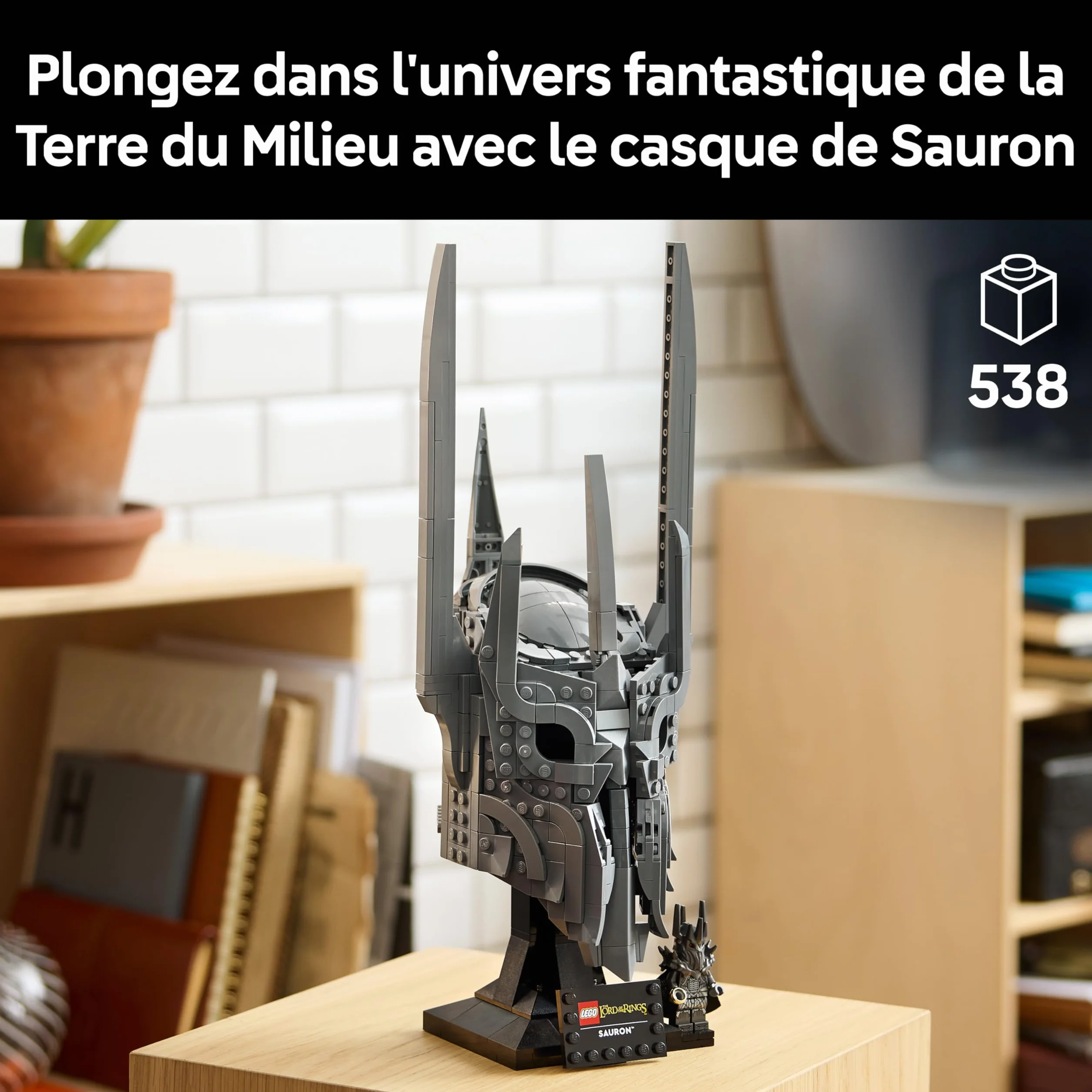 LEGO Icons Le Seigneur des Anneaux Le Casque de Sauron Maquette Adulte Décoration Anneau Unique Minifigurine Collector