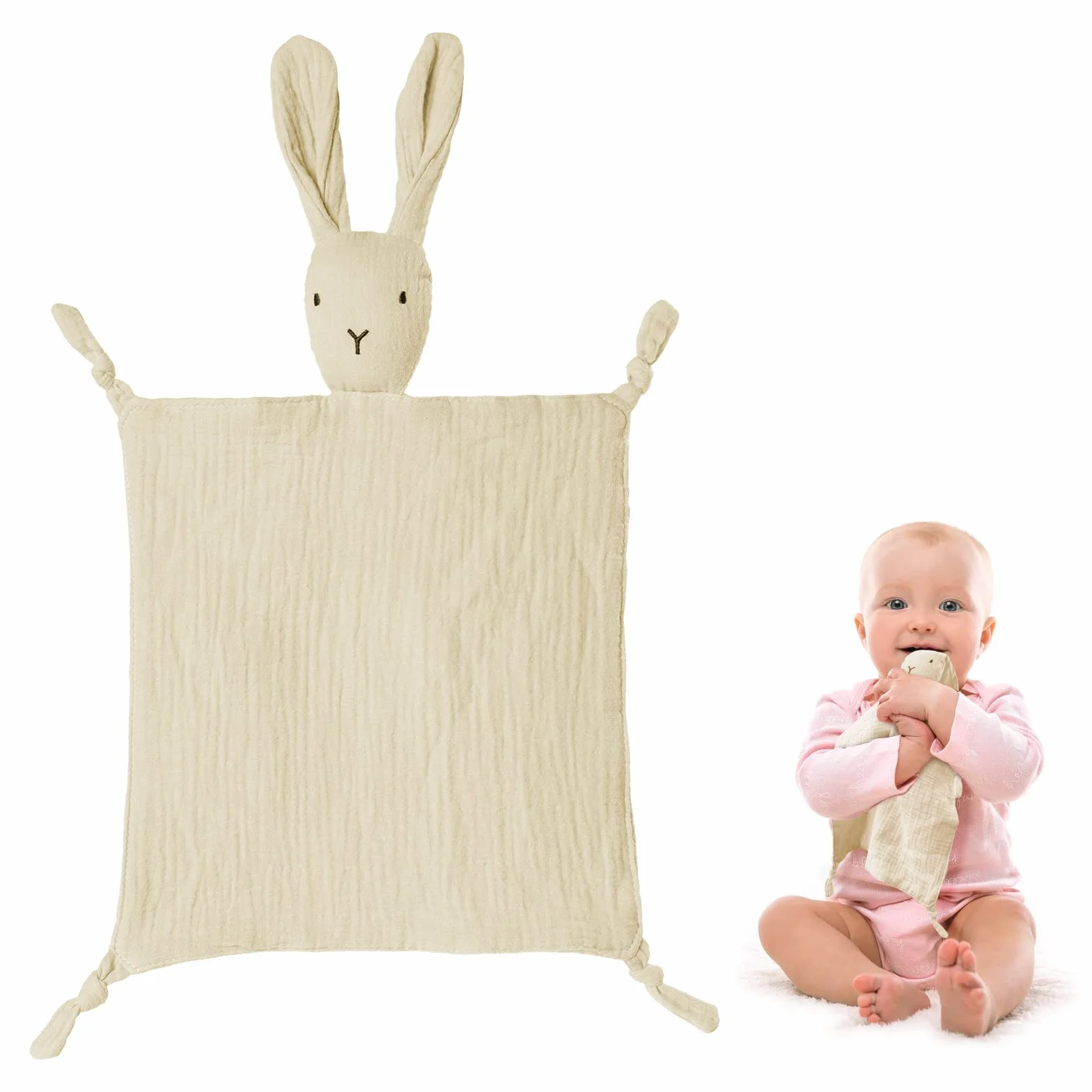 Vicloon Doudou Lapin Serviette Apaisante d'Eveil Bébé Nouveau-né