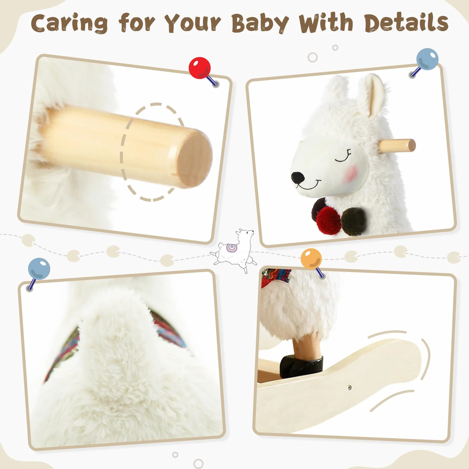 Labebe Alpaca Peluche à bascule jouet animal Rocker