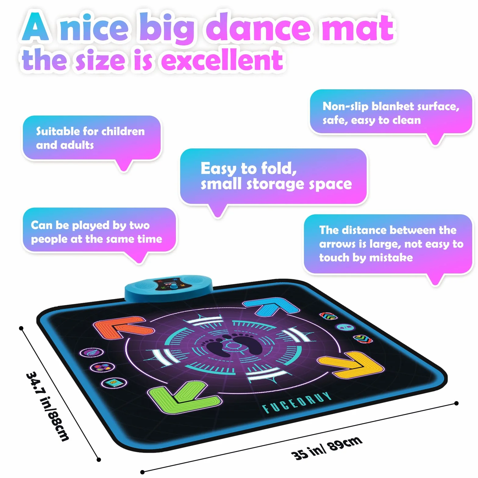 Tapis de Danse Musicale avec Lumières LED pour Enfants 4-10 Ans, 3 Modes de Jeu, Cadeau Anniversaire Noel