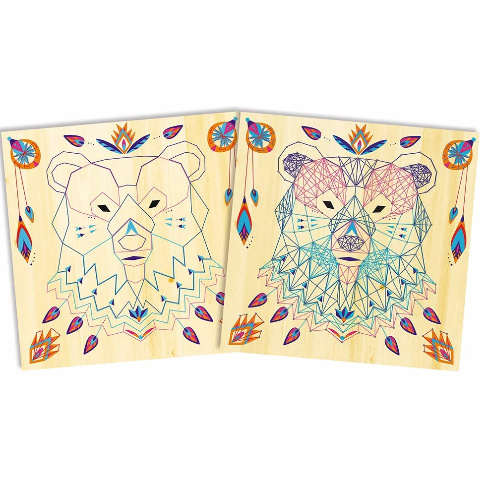 Janod Coffret Fils Tendus Animaux Kit Loisirs Créatif Enfant 5 Tableaux Motricité Fine dès 10 Ans