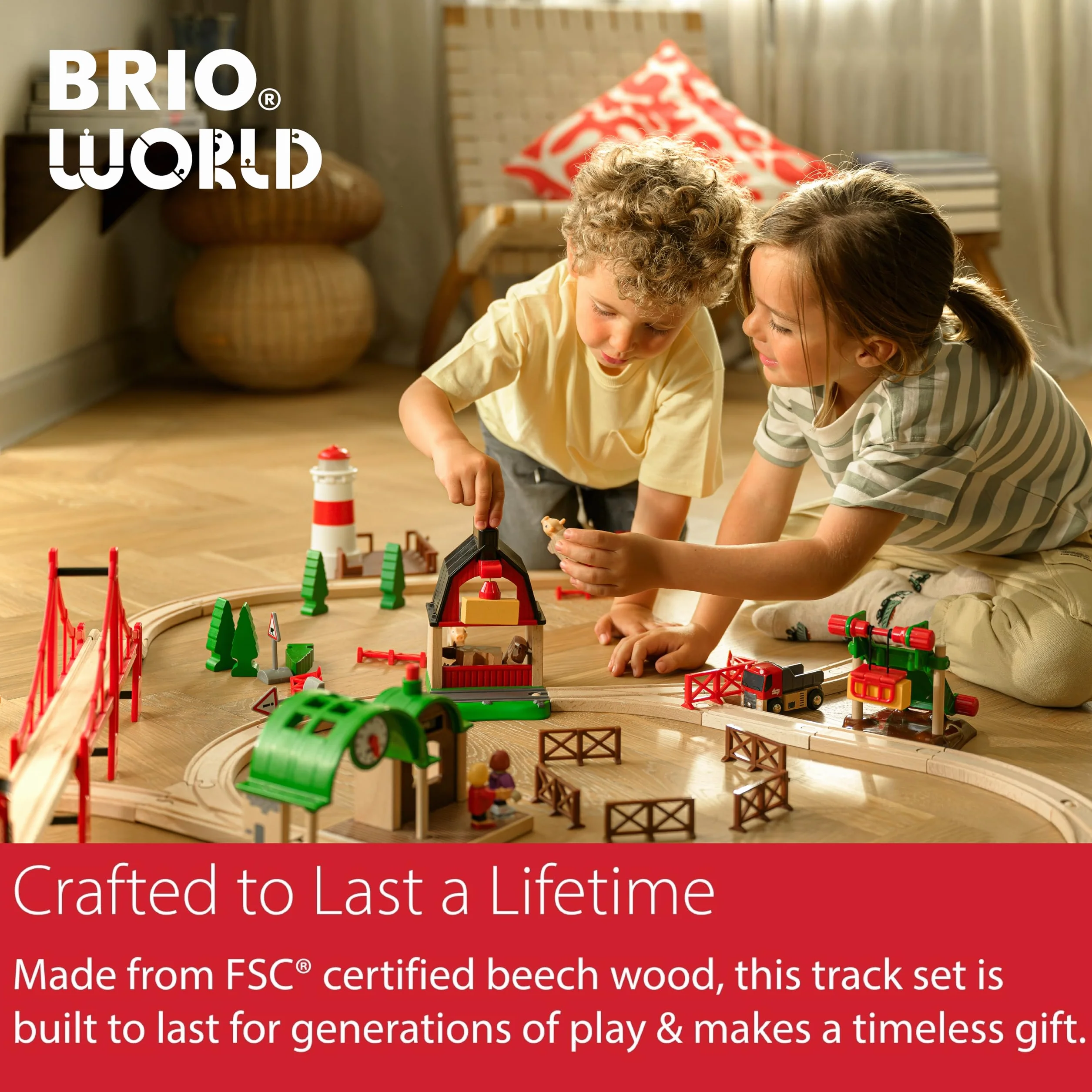 Brio World Locomotive de Fret à Pile Train électrique Fonction Lumineuse Circuit Train Bois Jouet 3 Ans