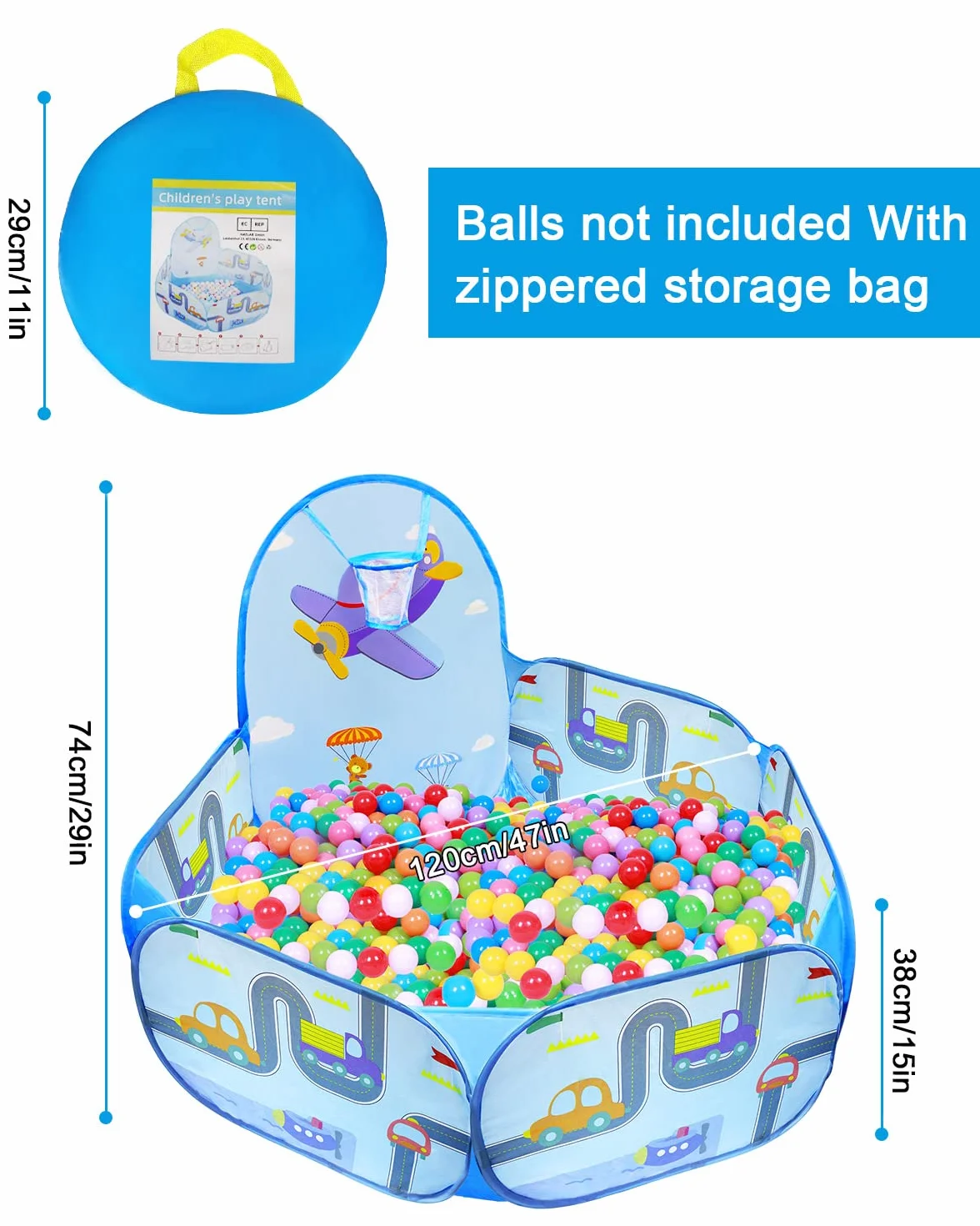Piscine à Balles Enfant MAIKEHIGH, Pop Up Bébé Ball Pool Tente de Jeu avec Panier de Basket-Ball, Intérieur Extérieur